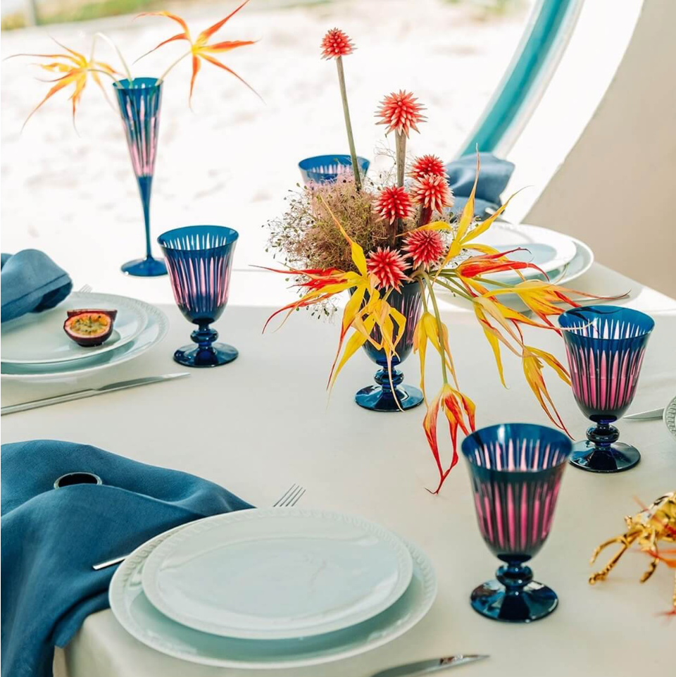 Prism Wine Glasses Blue - Set of 4