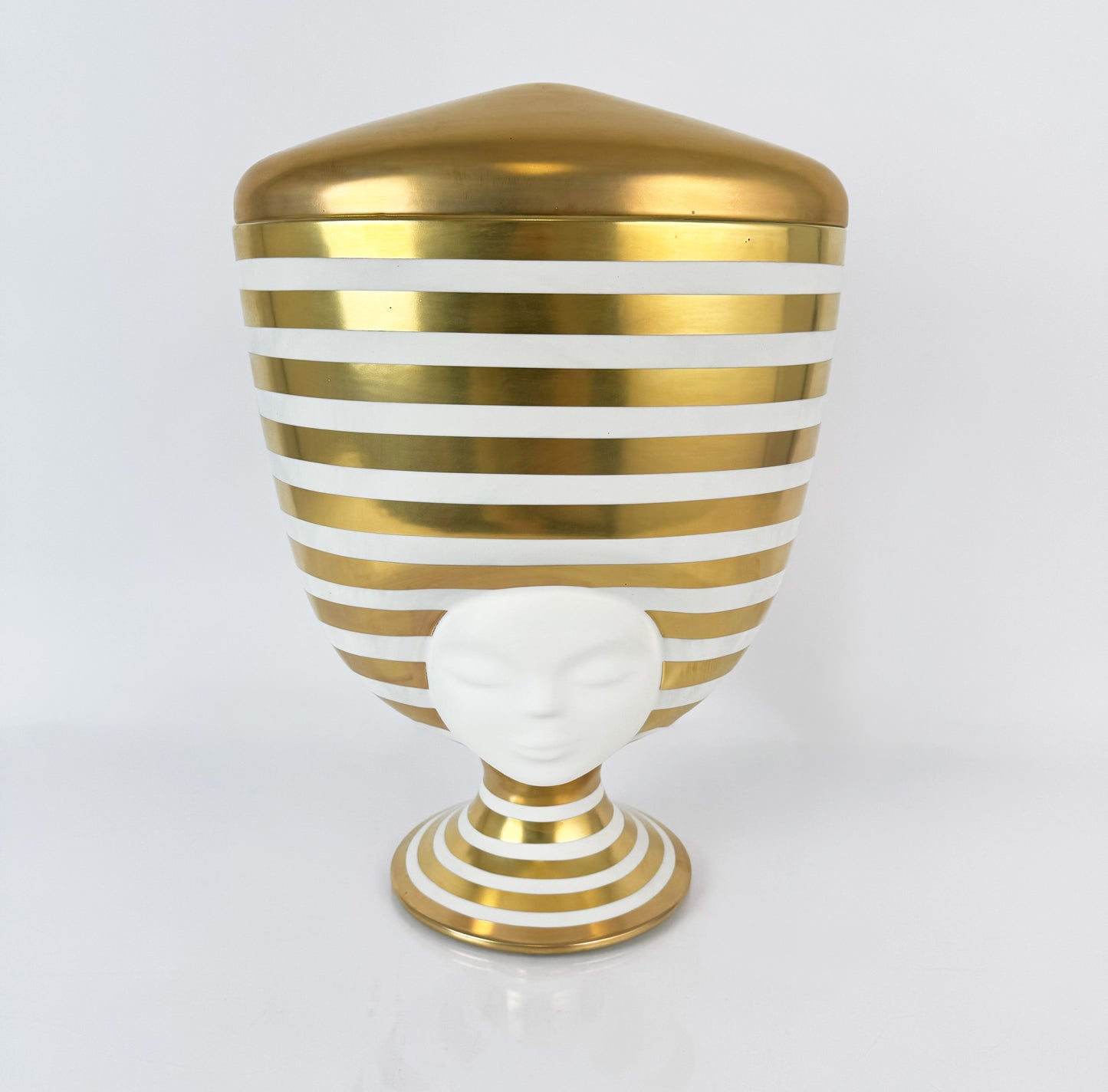 Sister Louise Vase in White with Horizontal Matte Gold Stripes