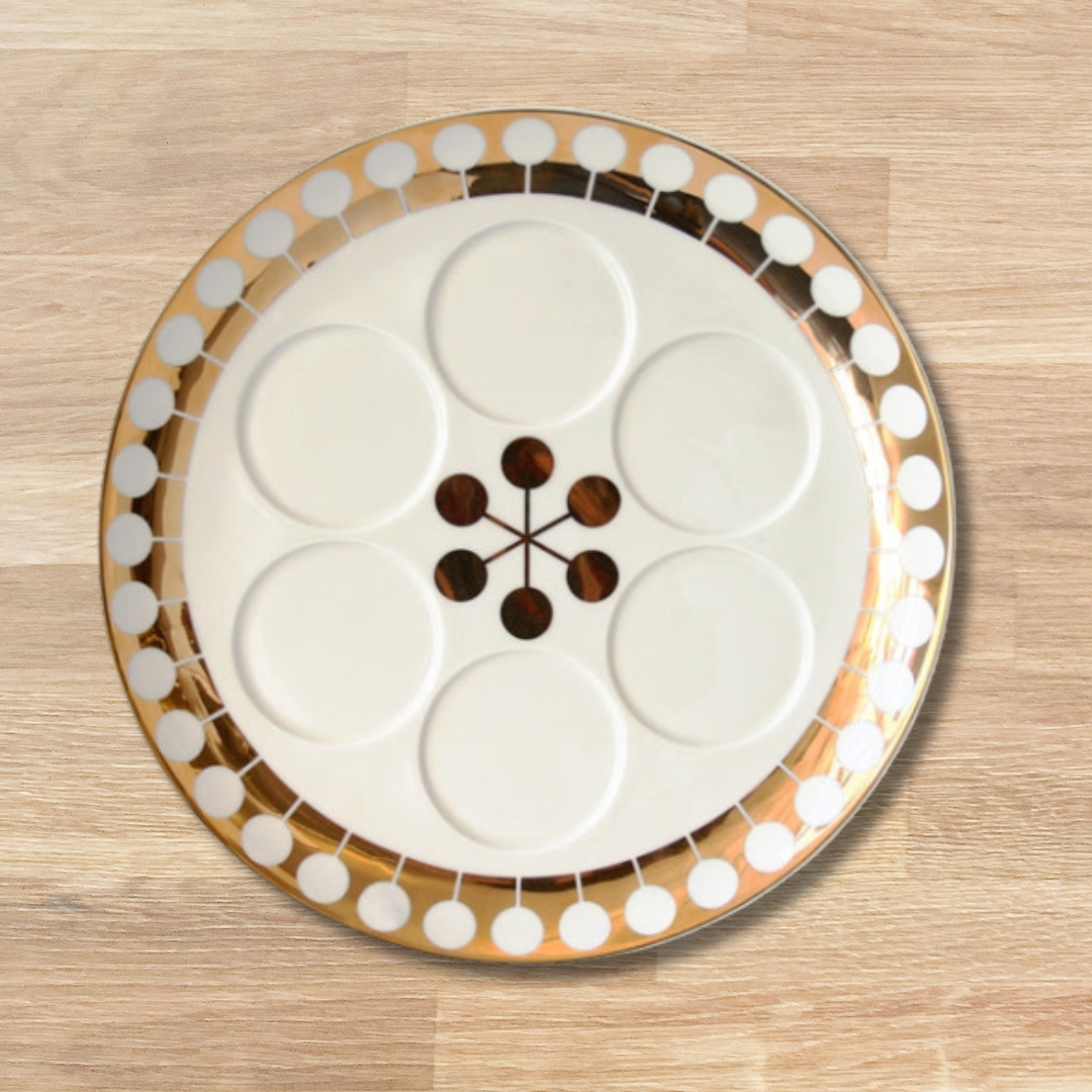 Futura White & Gold Seder Plate
