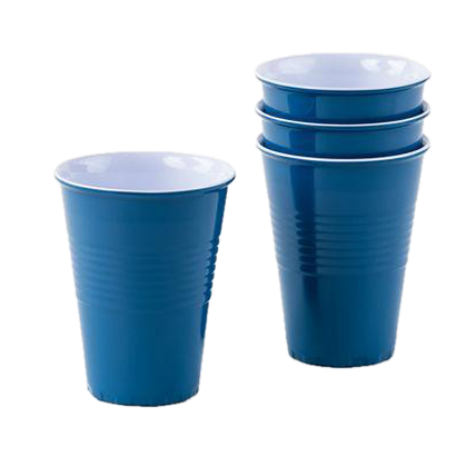 Large Melamine Blue Cup - Set of 4