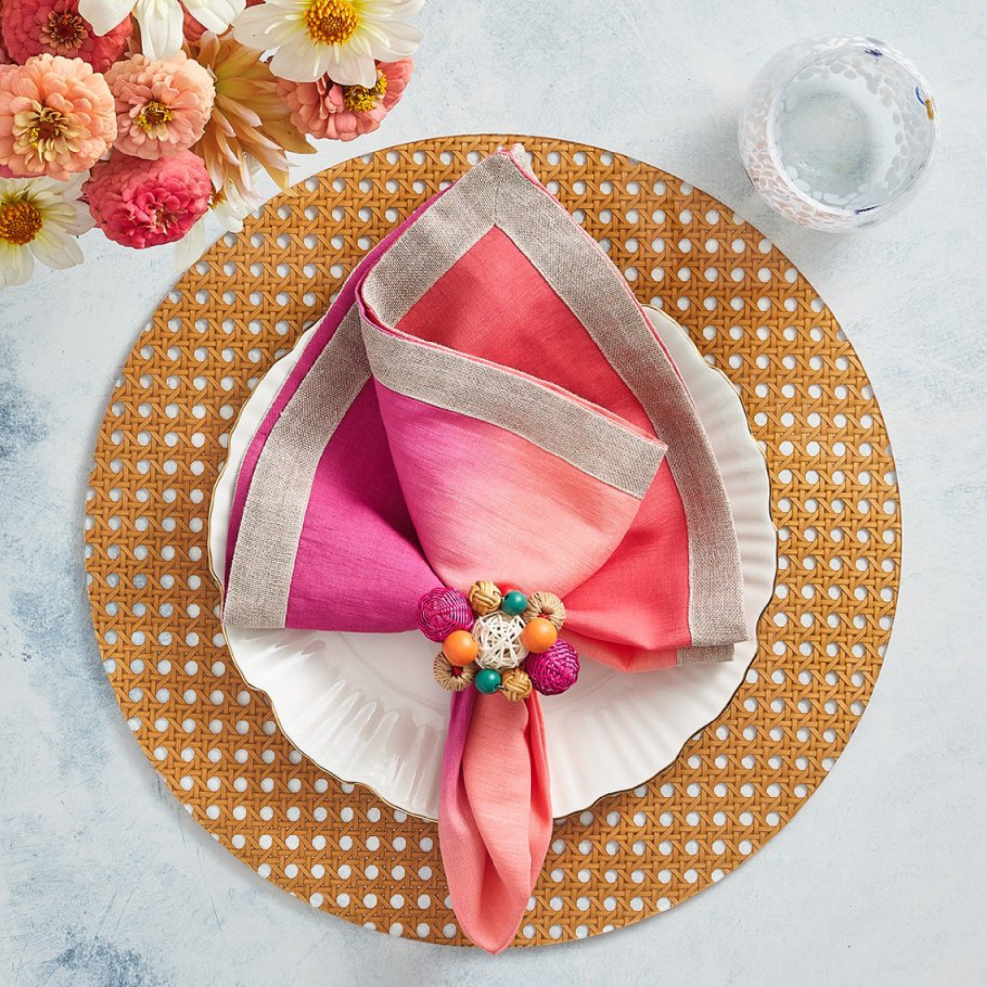 Dip Dye Napkin in Fuchsia and Orange (Set of 4)