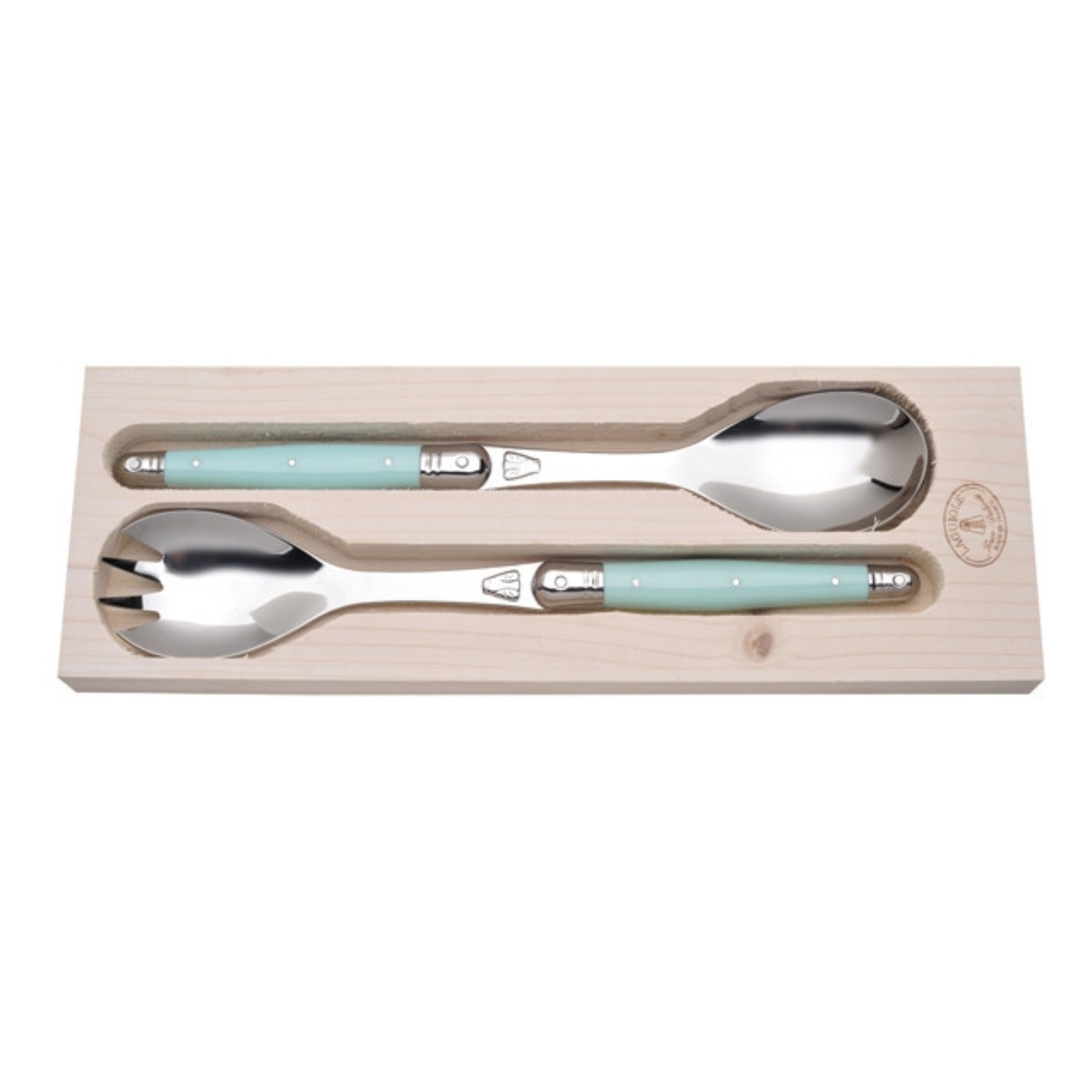 Laguiole by Jean Dubost Salad Servers with Turquoise Handles