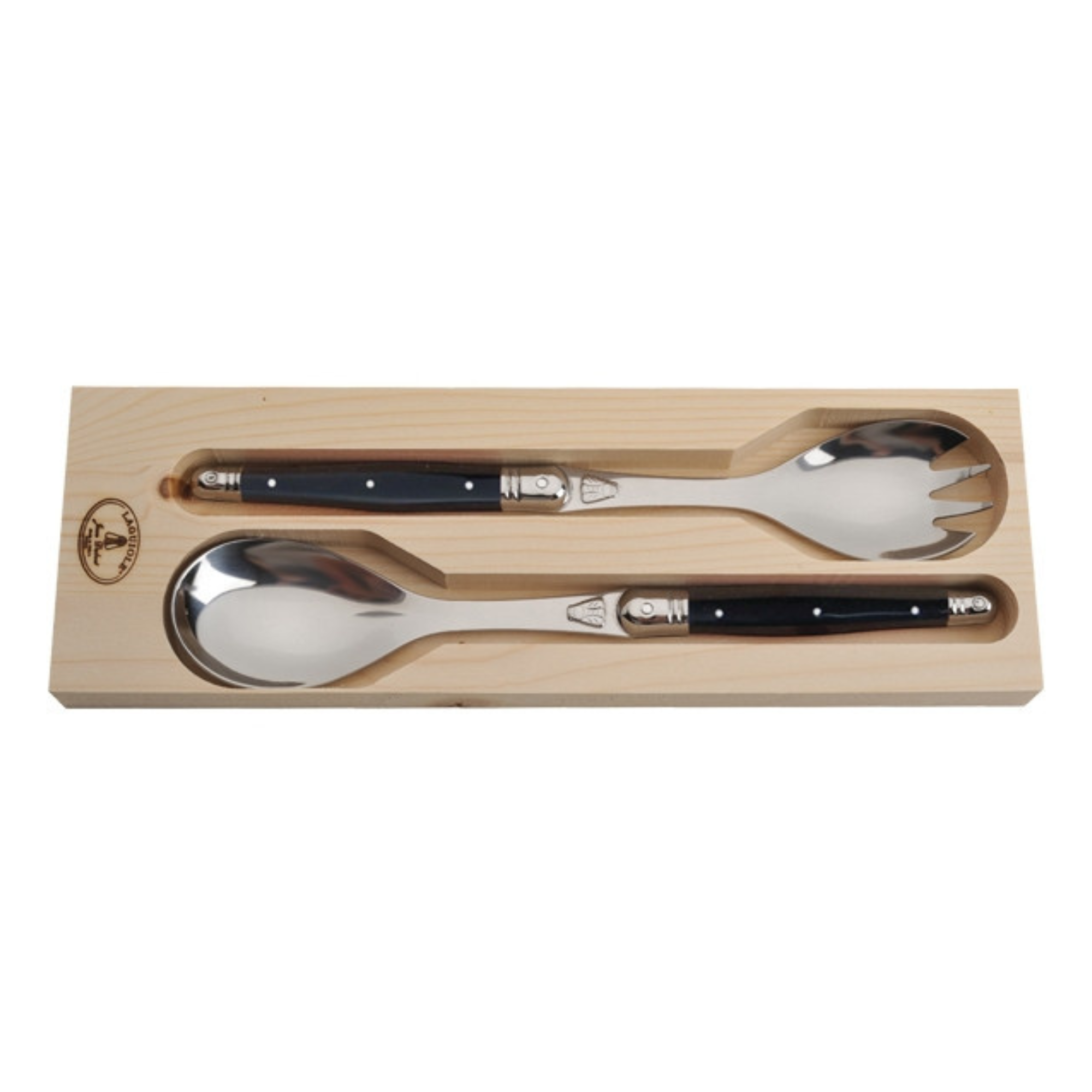 Laguiole by Jean Dubost Salad Servers with Black Handles