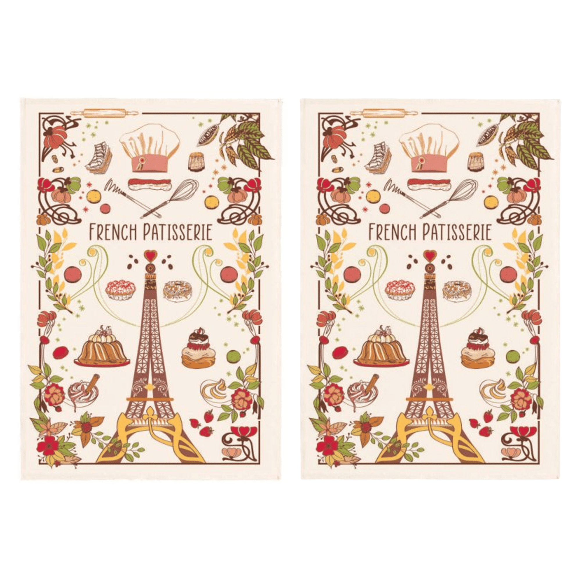 Torchons & Bouchons French Patisserie Eiffel Tower Tea Towel - Set of 2