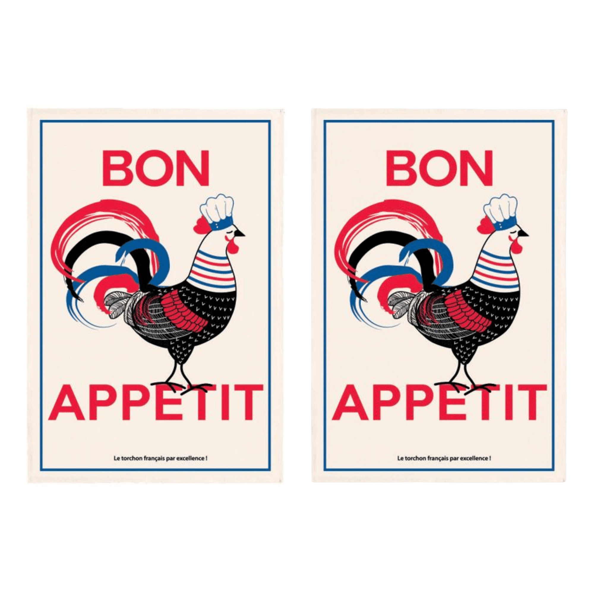 Torchons & Bouchons Bon Appetit Rooster Tea Towel - Set of 2