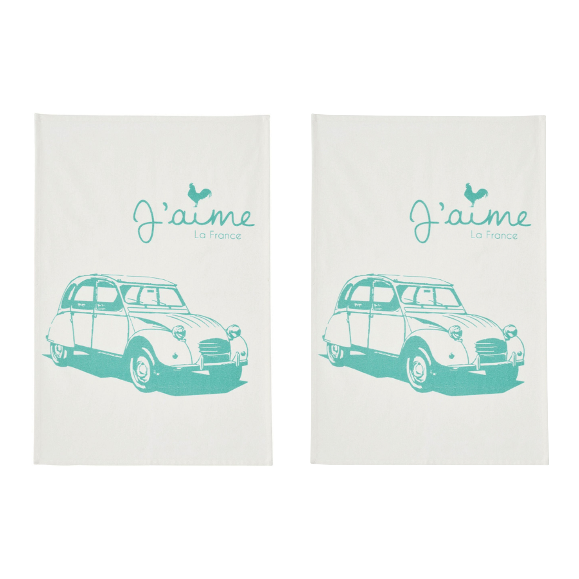 Coucke Blue Simone Car Tea Towel - Set of 2