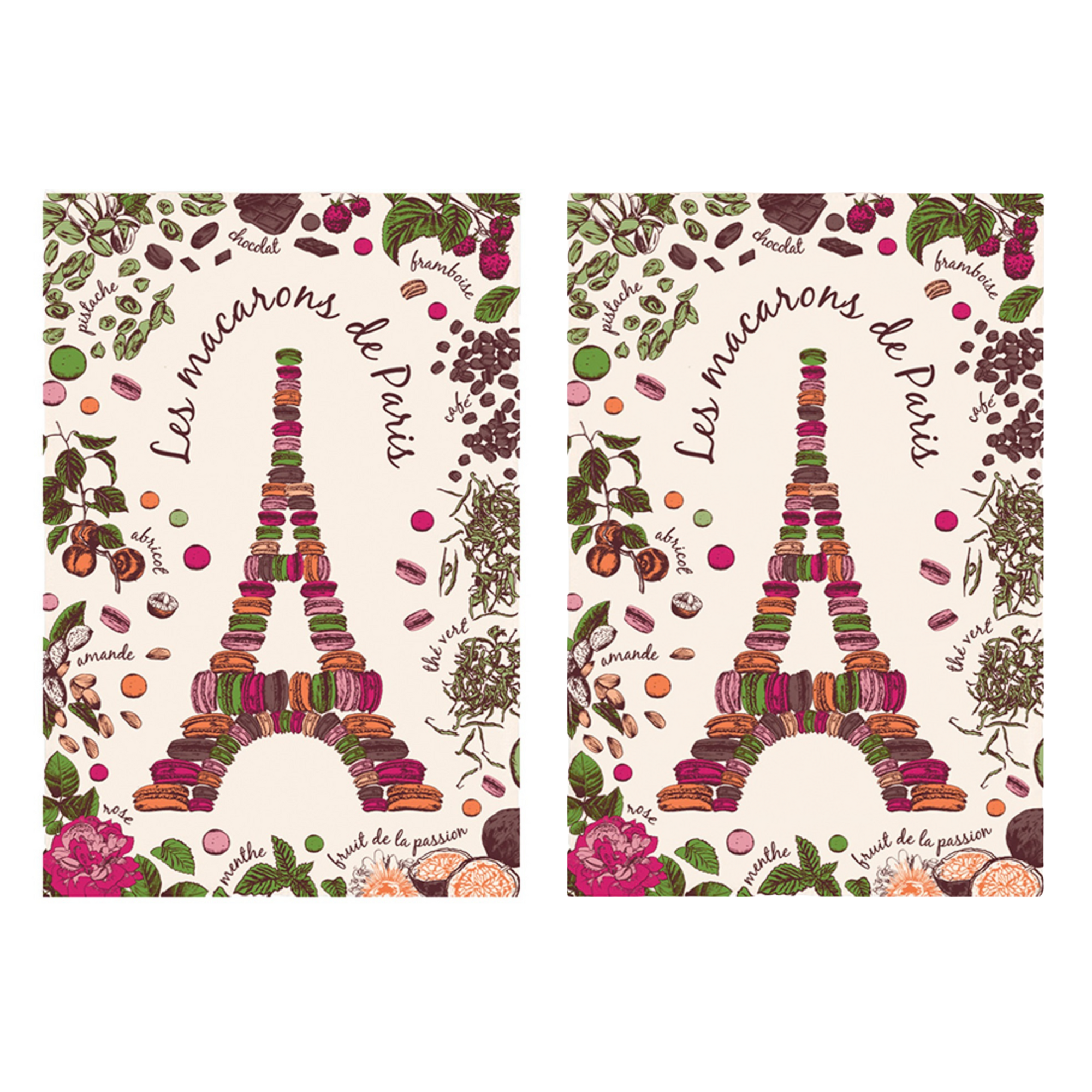 Torchons & Bouchons Macarons de Paris Tea Towel - Set of 2