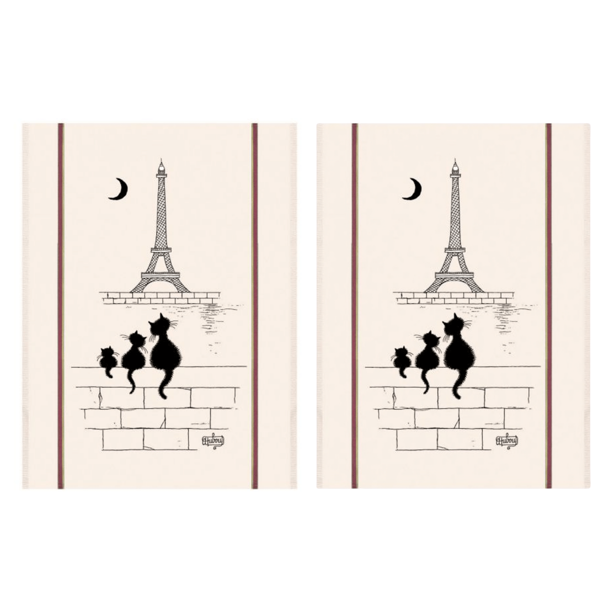 Torchons & Bouchons Eiffel Tower Cats Tea Towel - Set of 2