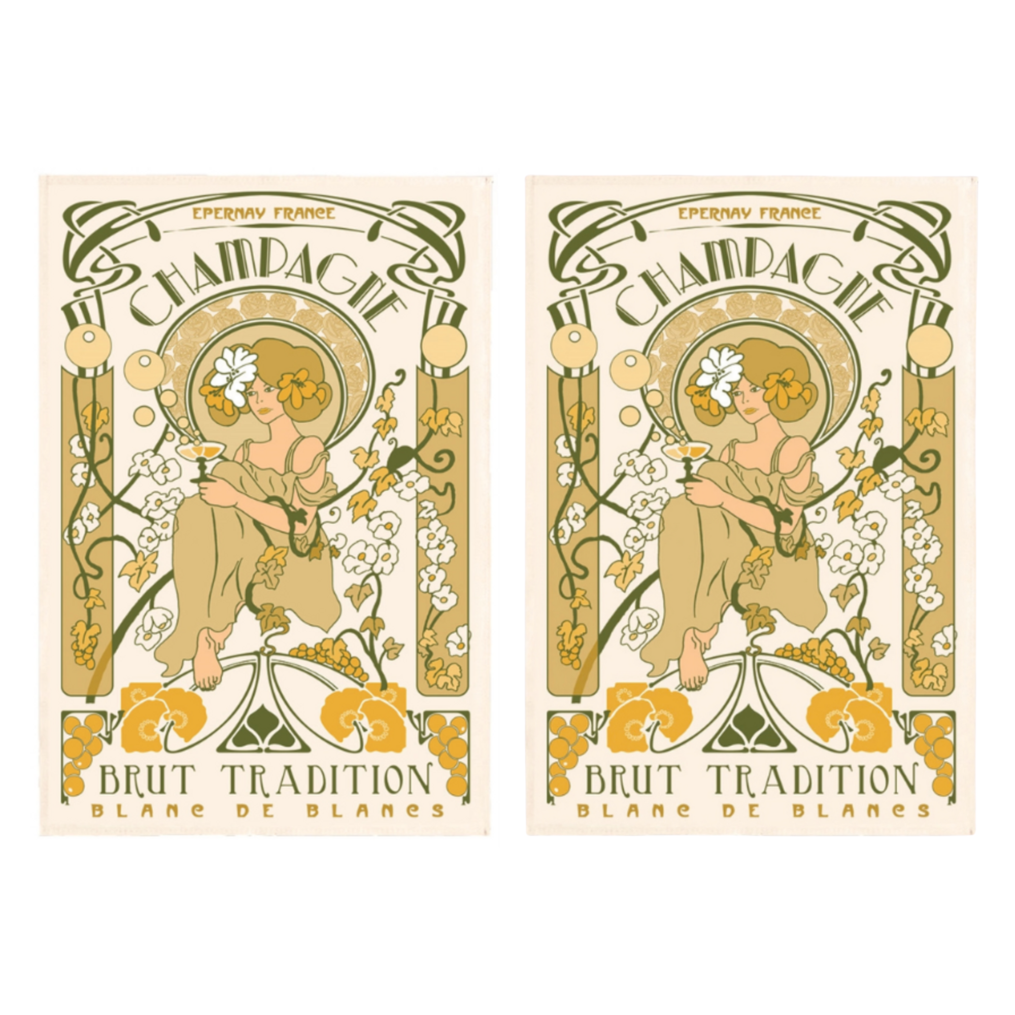 Torchons & Bouchons Tea Towel Champagne Epernay - Set of 2