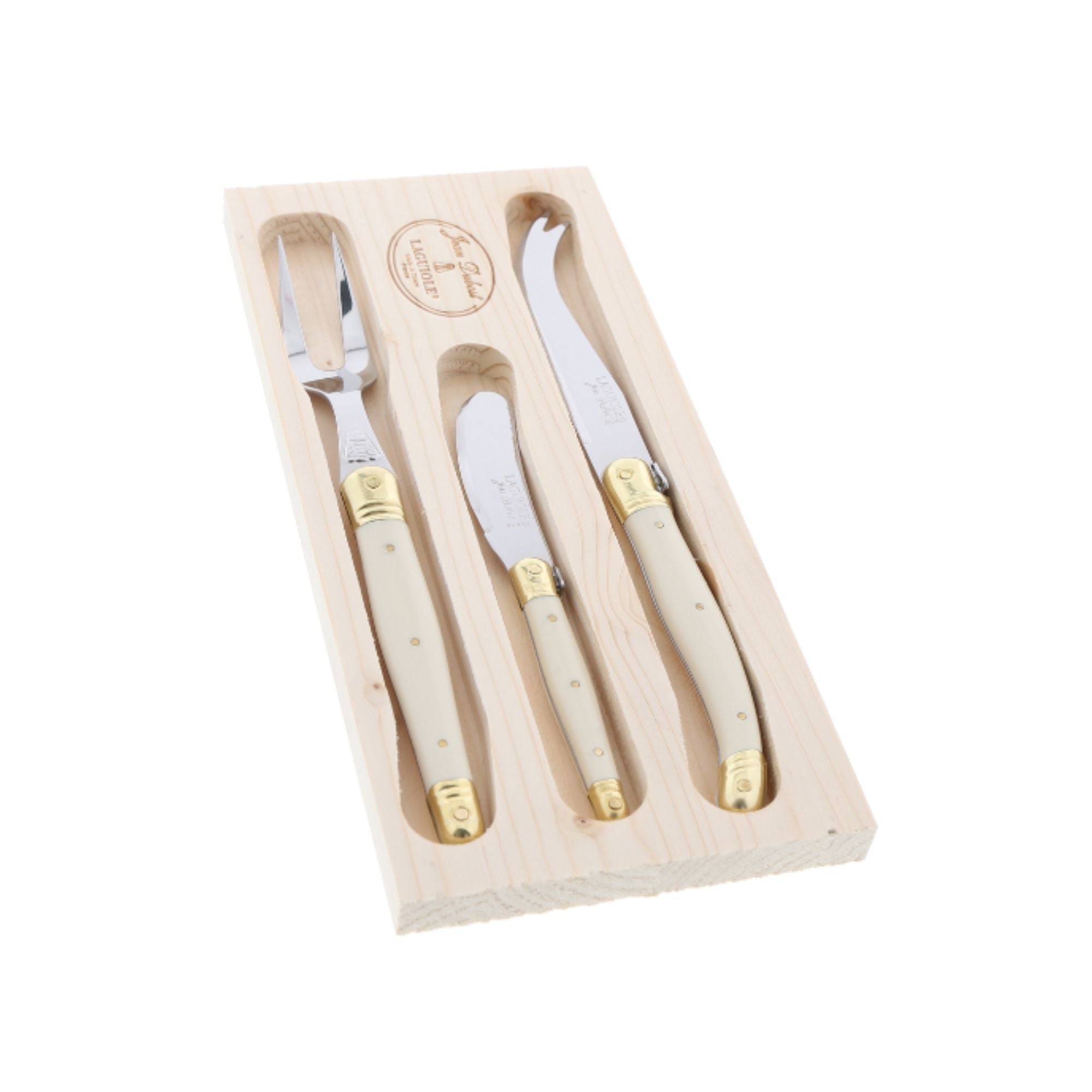 Laguiole by Jean Dubost 3-Piece Cheese Set with Ivory Handles