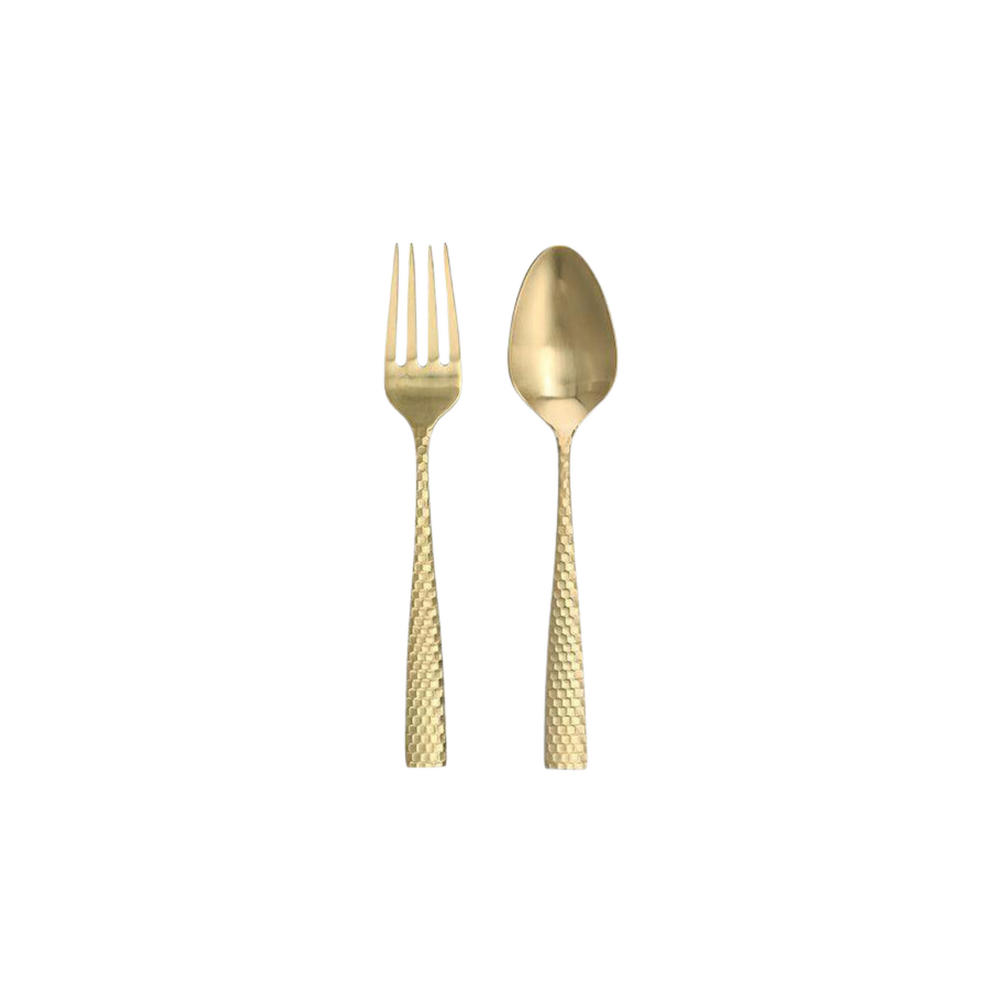 Lucca Faceted Gold Serving Spoon & Fork