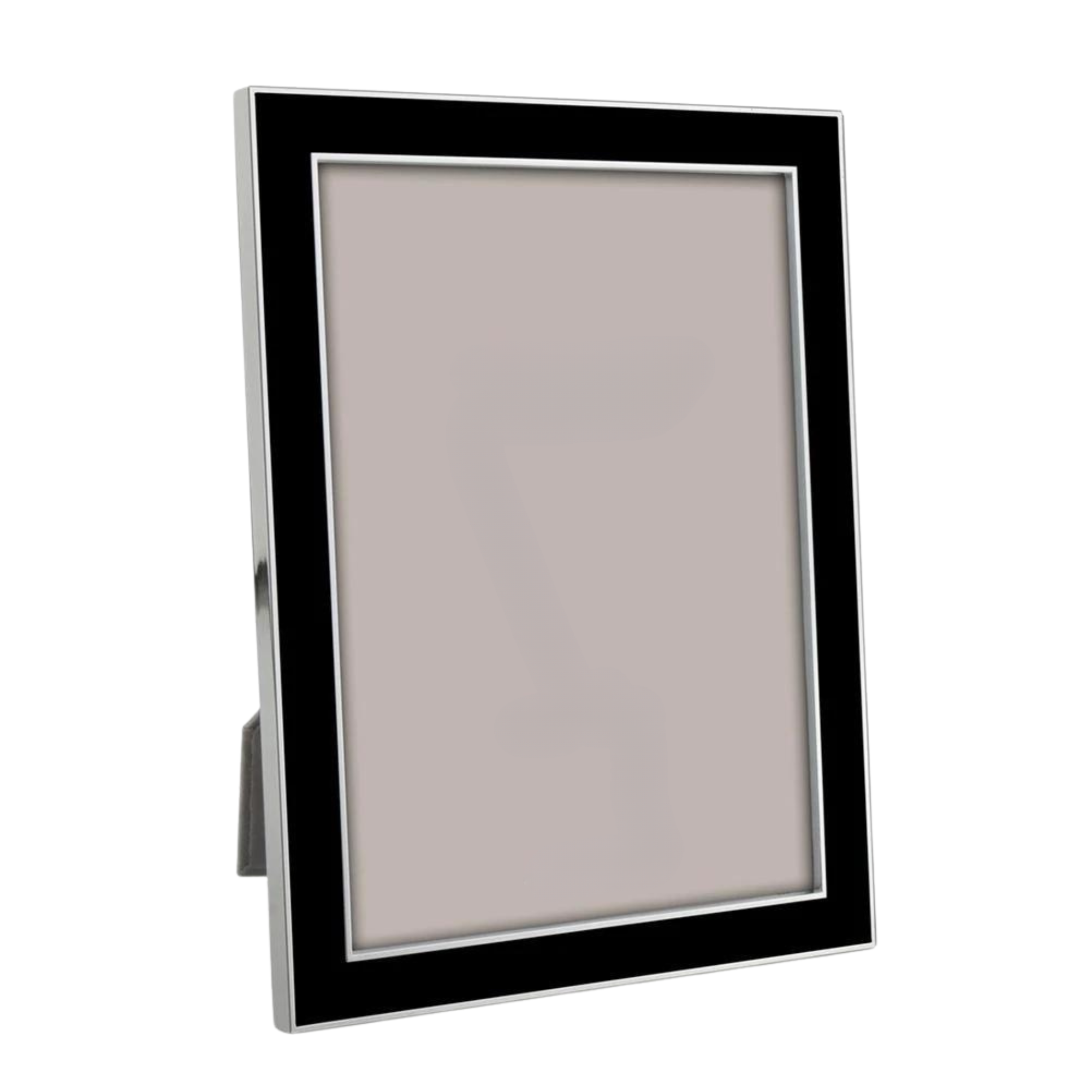 Enamel Black Frame with Silver Trim