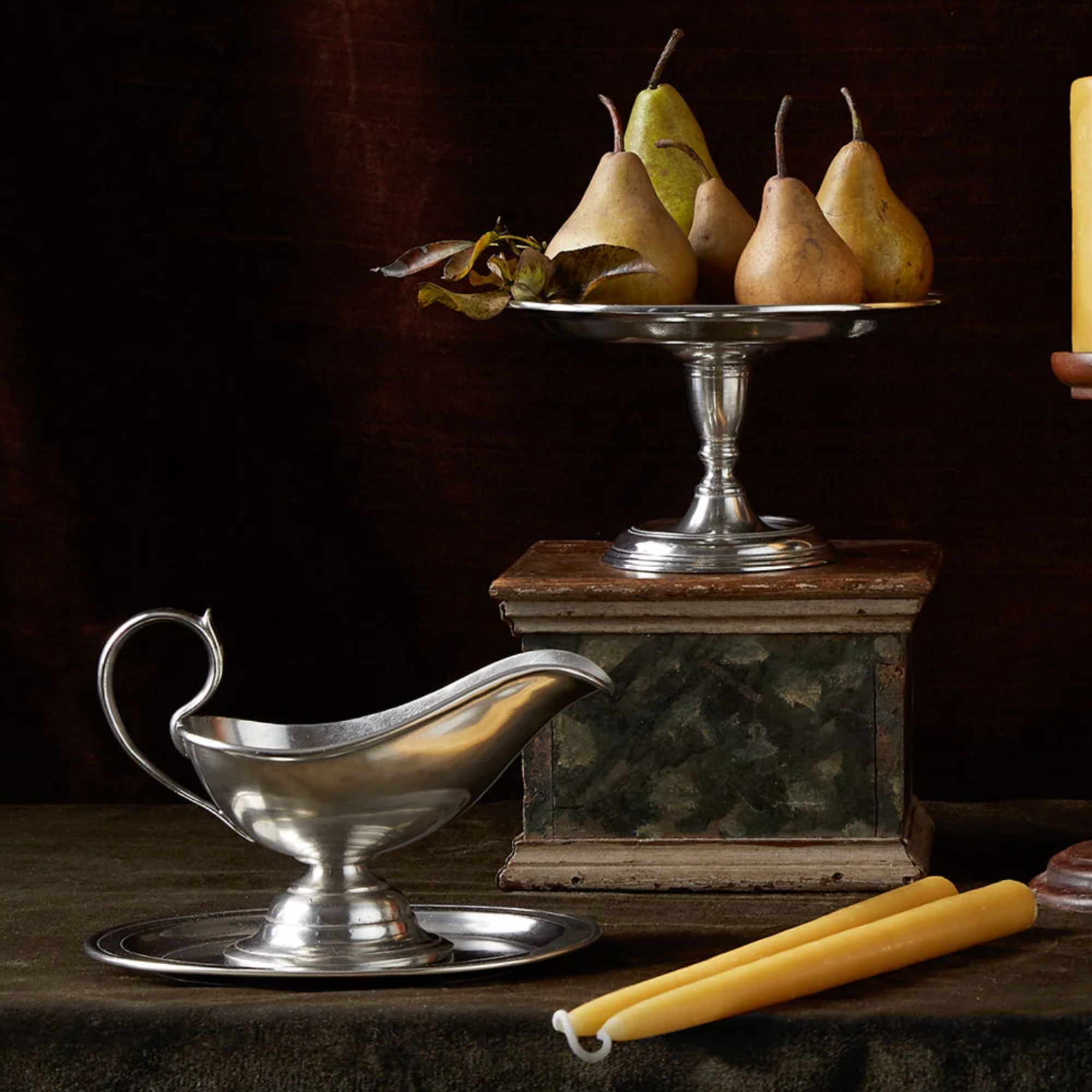 Pewter Gravy Boat & Spoon