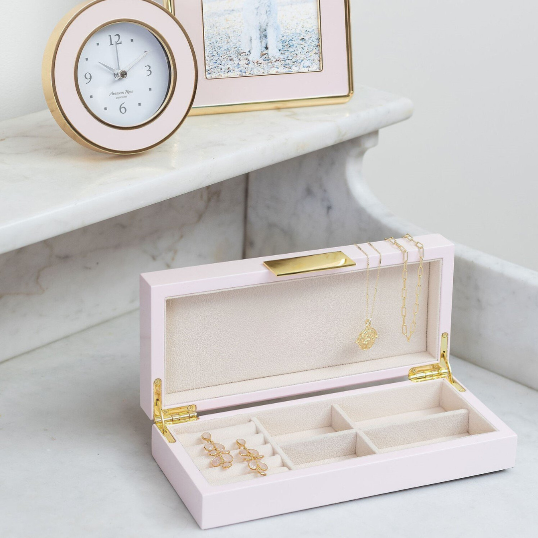 Pink Lacquer Box With Gold