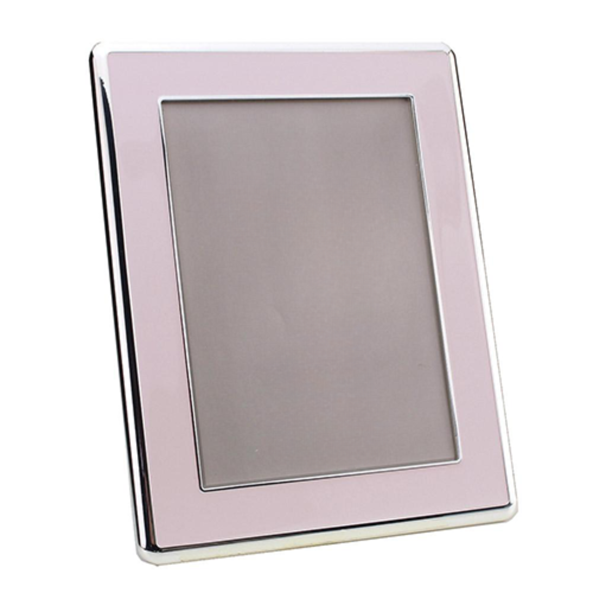 Pale Pink Enamel & Silver Curve Frame