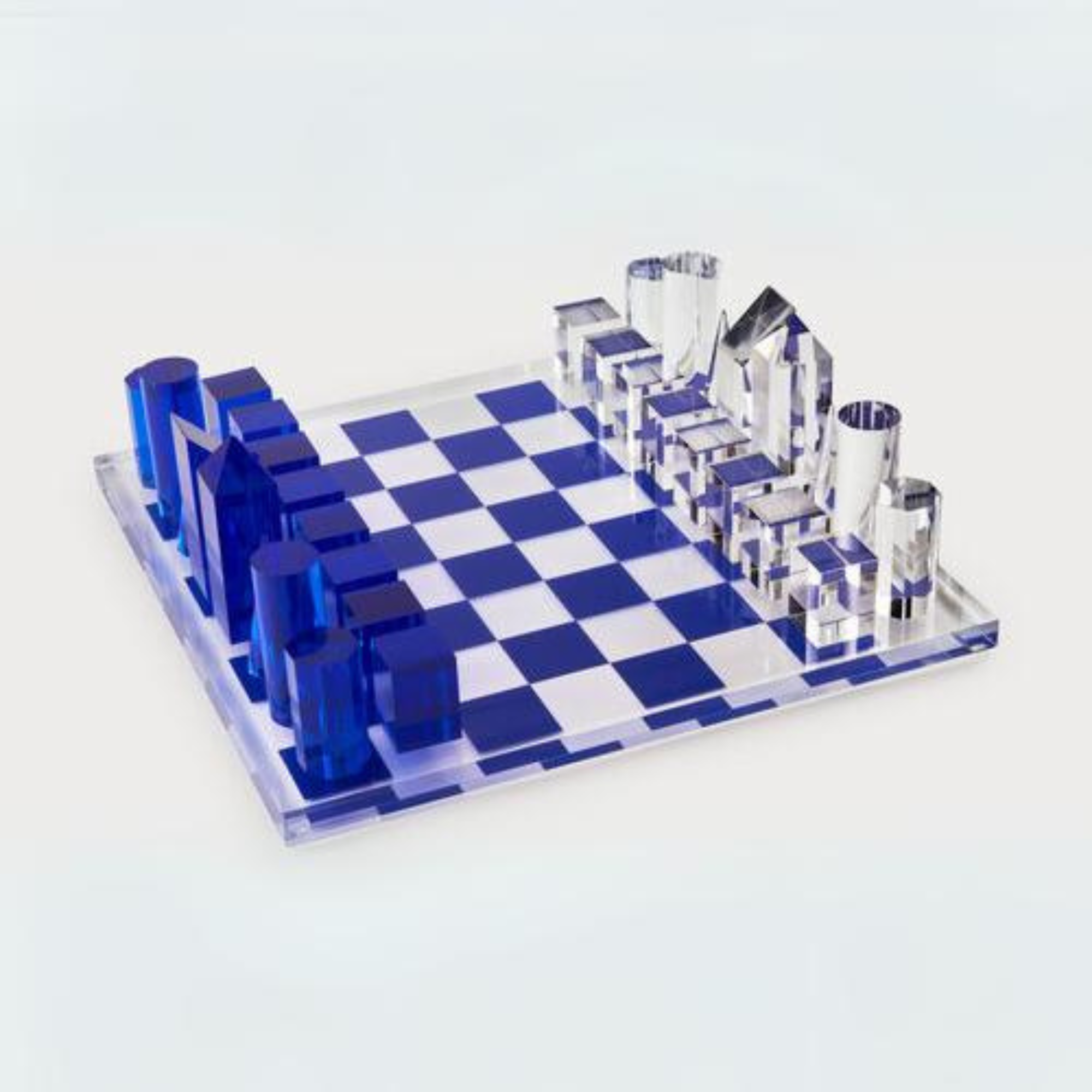 Acrylic Chess Set Small Blue