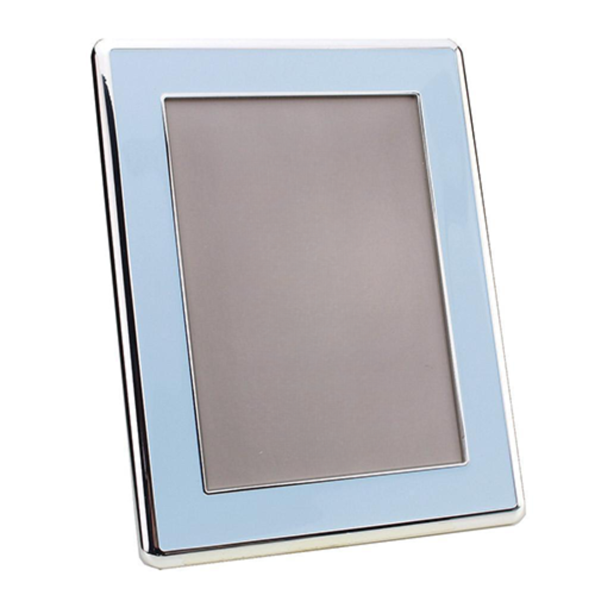 Powder Blue Enamel & Silver Curve Frame