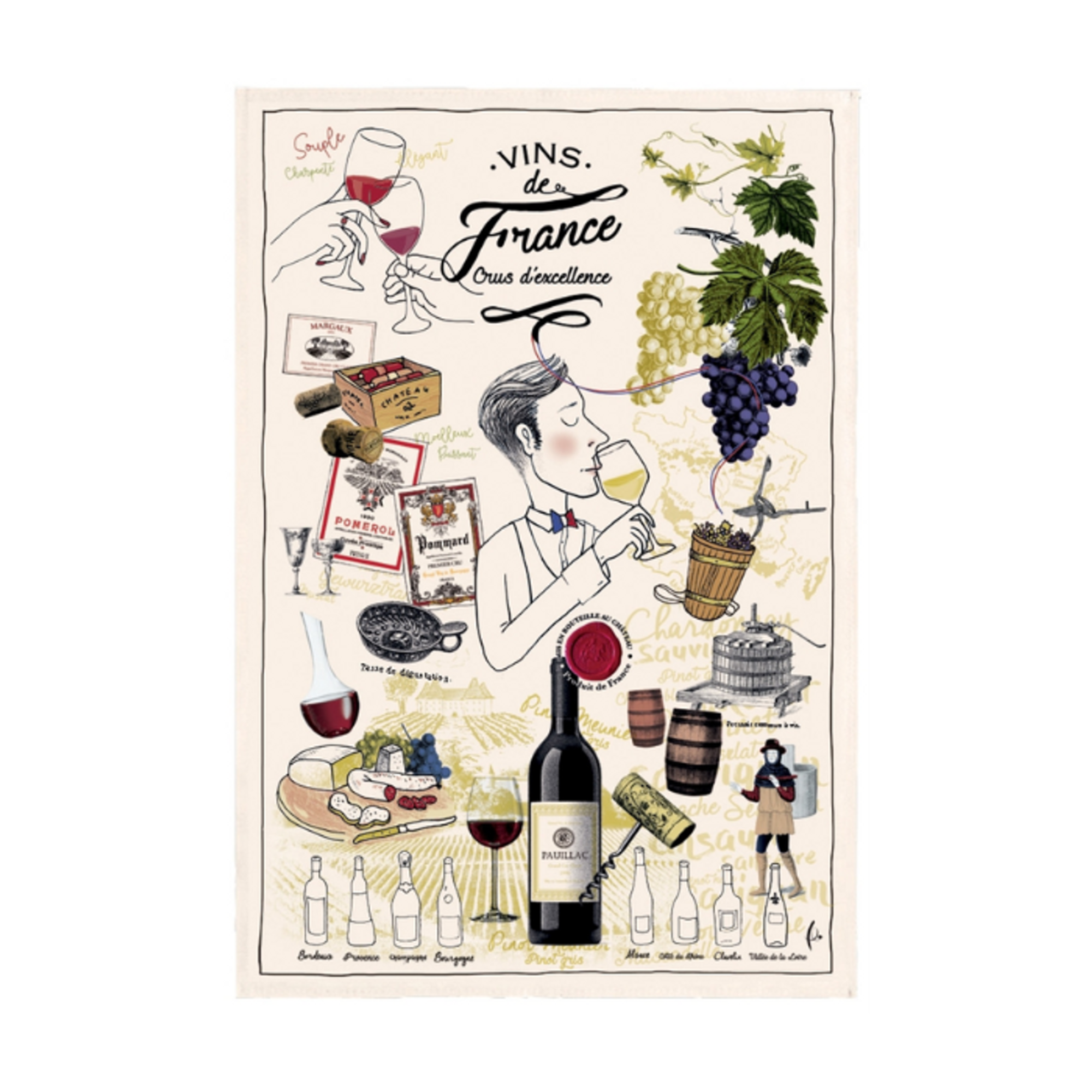 Torchons & Bouchons Vins de France Tea Towel - Set of 2