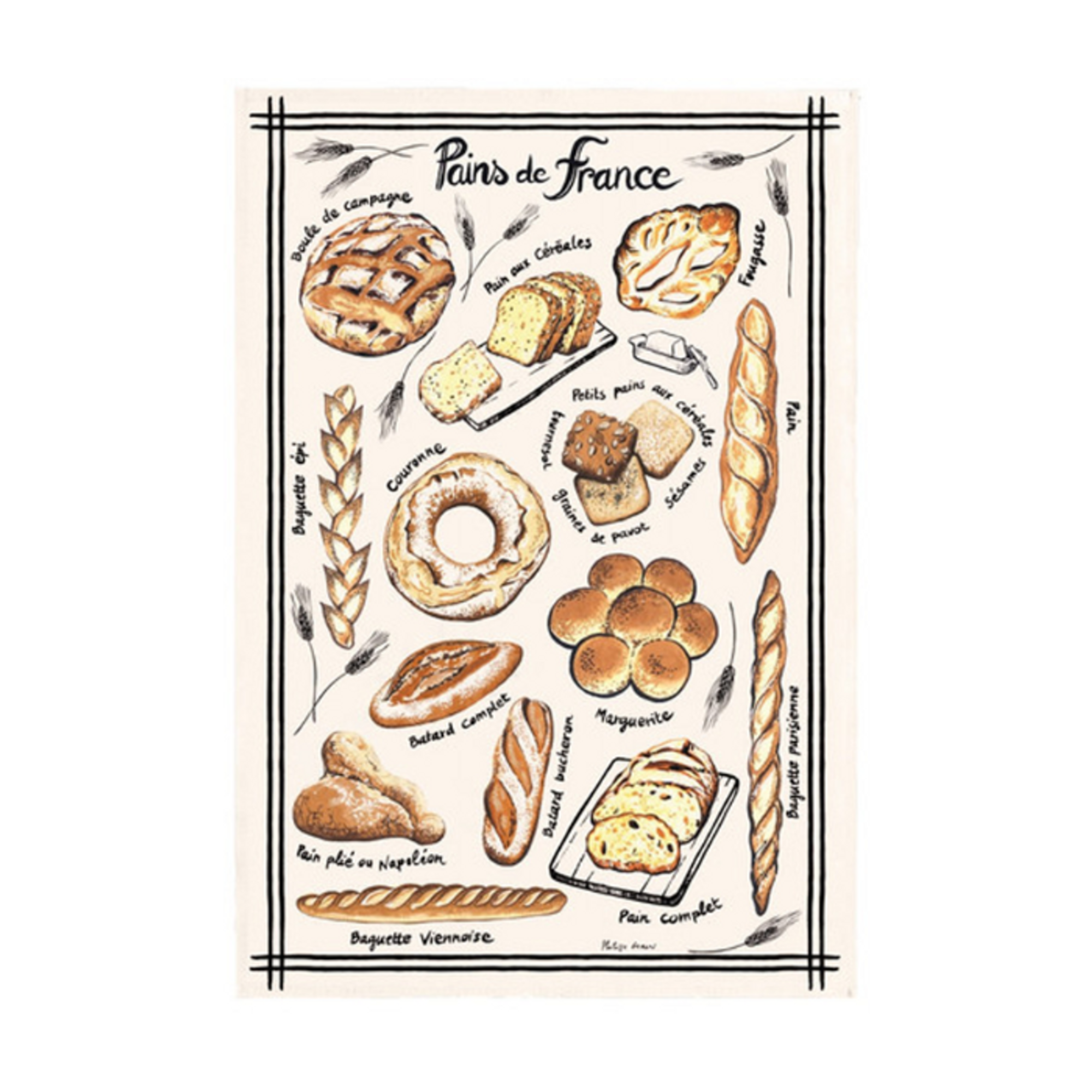 Torchons & Bouchons Pains de France Tea Towel - Set of 2