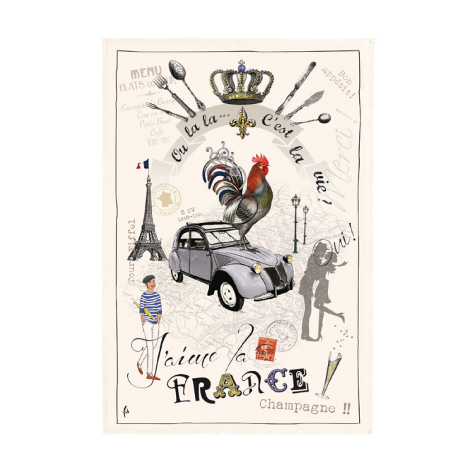 Torchons & Bouchons Tea Towel France Panorama - Set of 2