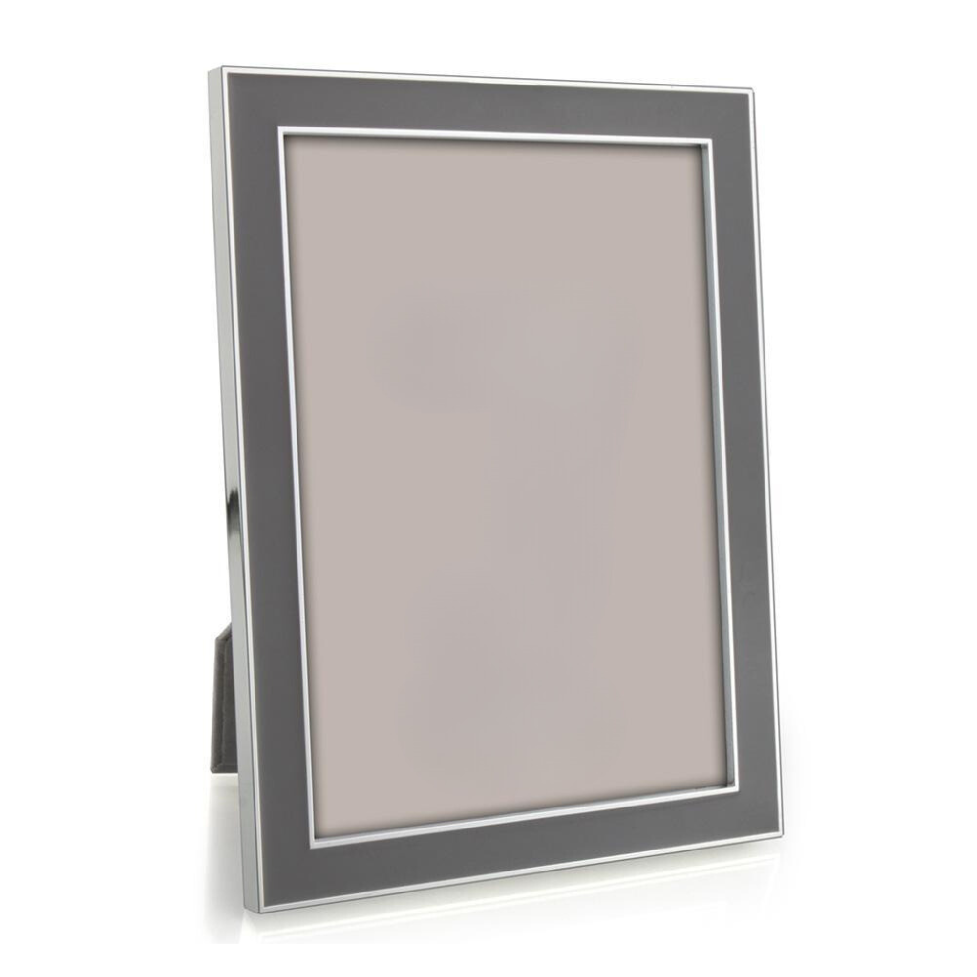 Taupe Enamel & Silver Frame