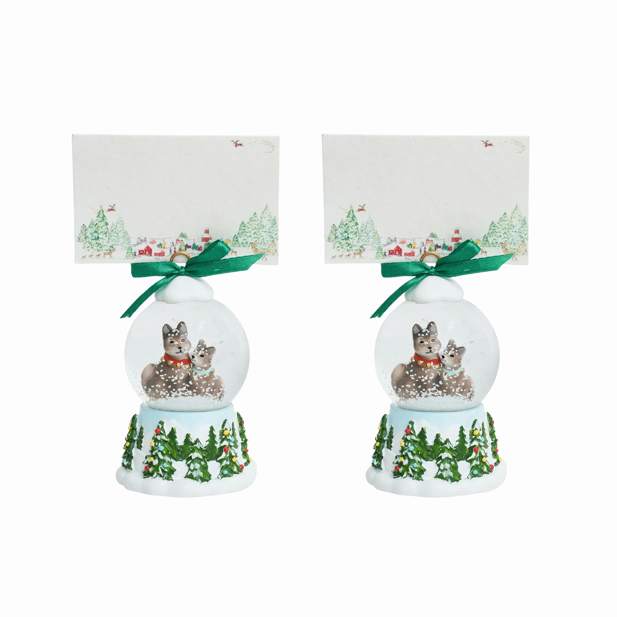 Berry & Thread North Pole Husky Snow Globe Place Card Holder - Set of 2