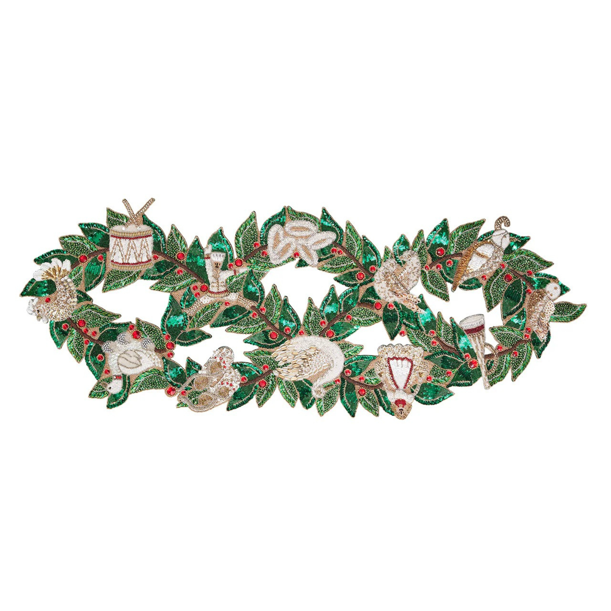 Christmas Carol Runner in Red, Green, & Gold