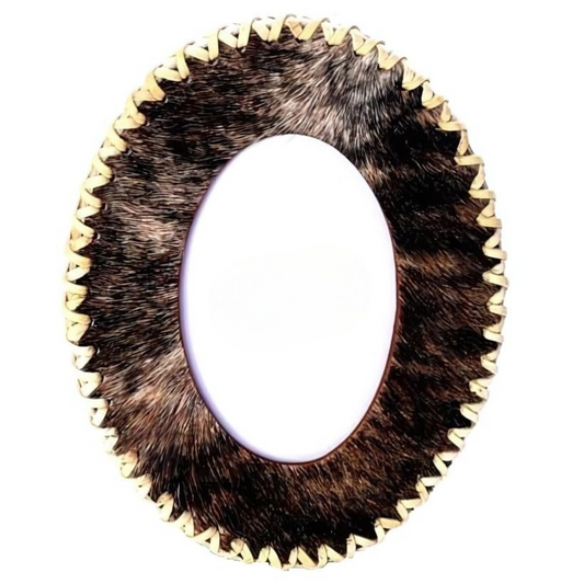Brown and Black Cow Hair Campo Oval Frame
