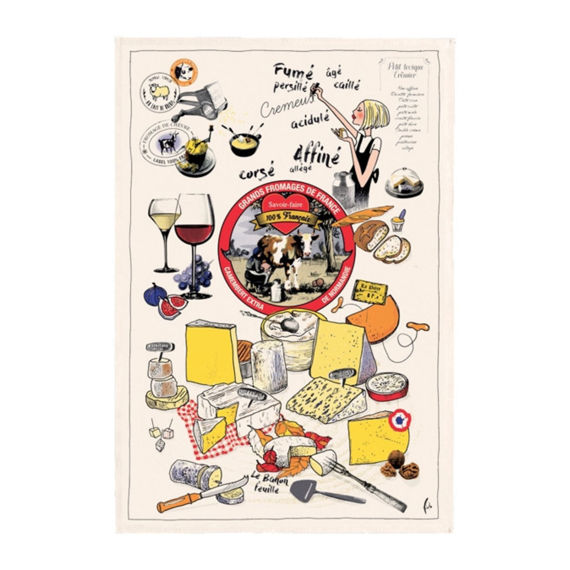 Torchons & Bouchons Cheese Party Tea Towel - Set of 2