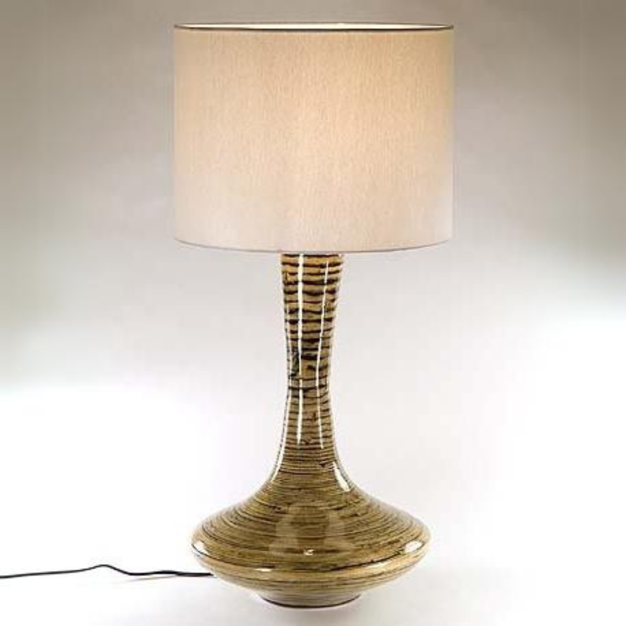 Bamboo Lamp with White Shade