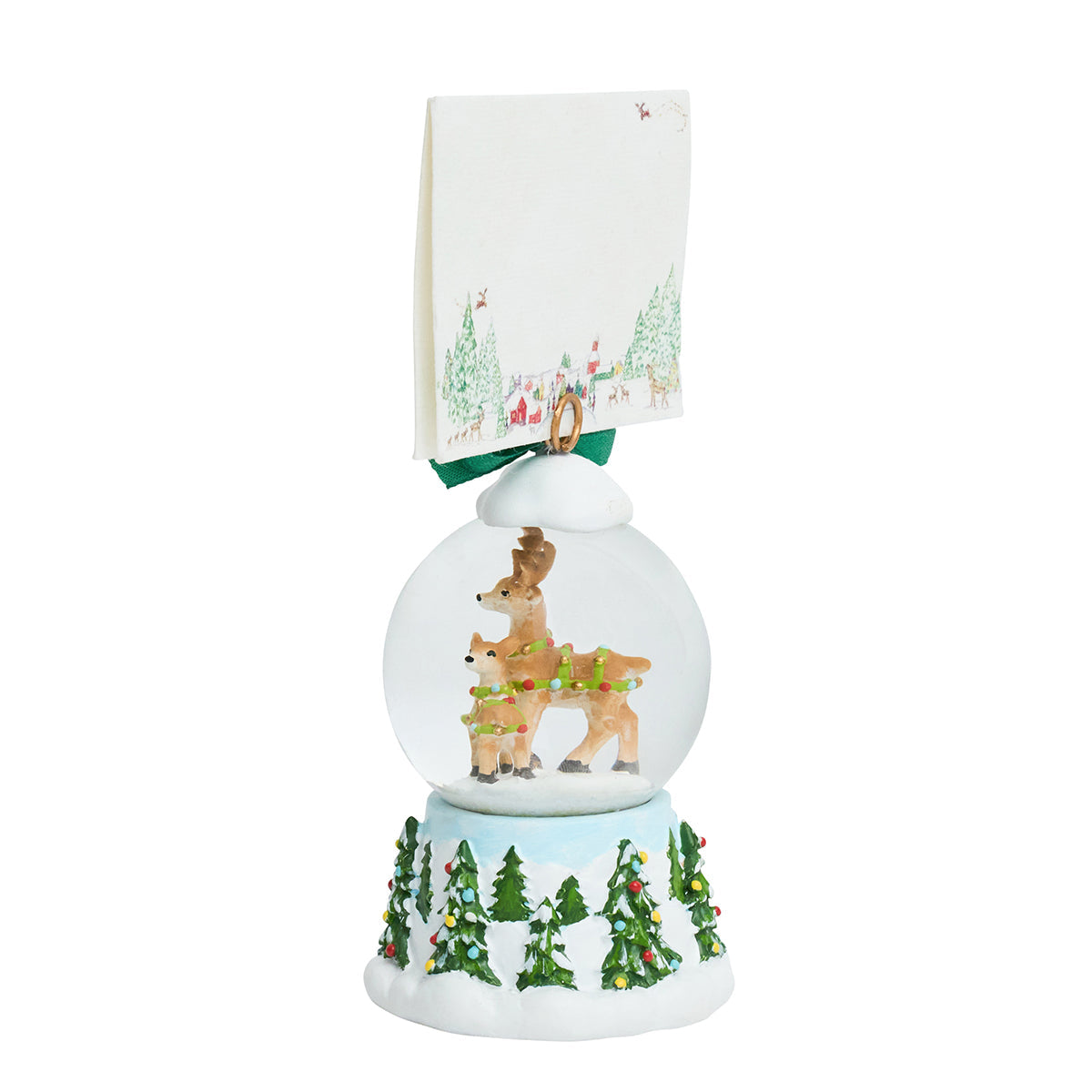 Berry & Thread North Pole Reindeer Snow Globe Place Card Holder - Set of 2