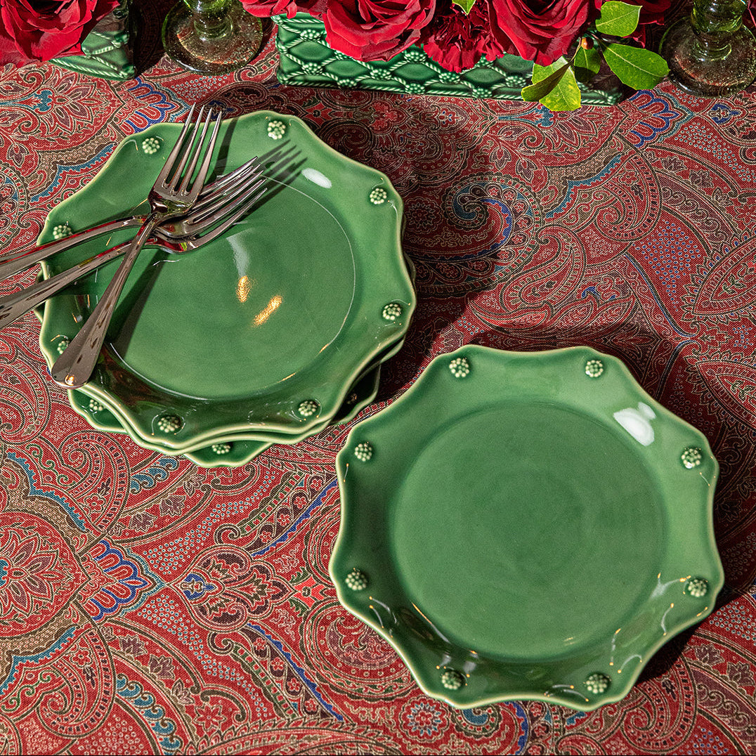 Berry & Thread Scalloped Dessert/Salad Plate Basil - Set of 4