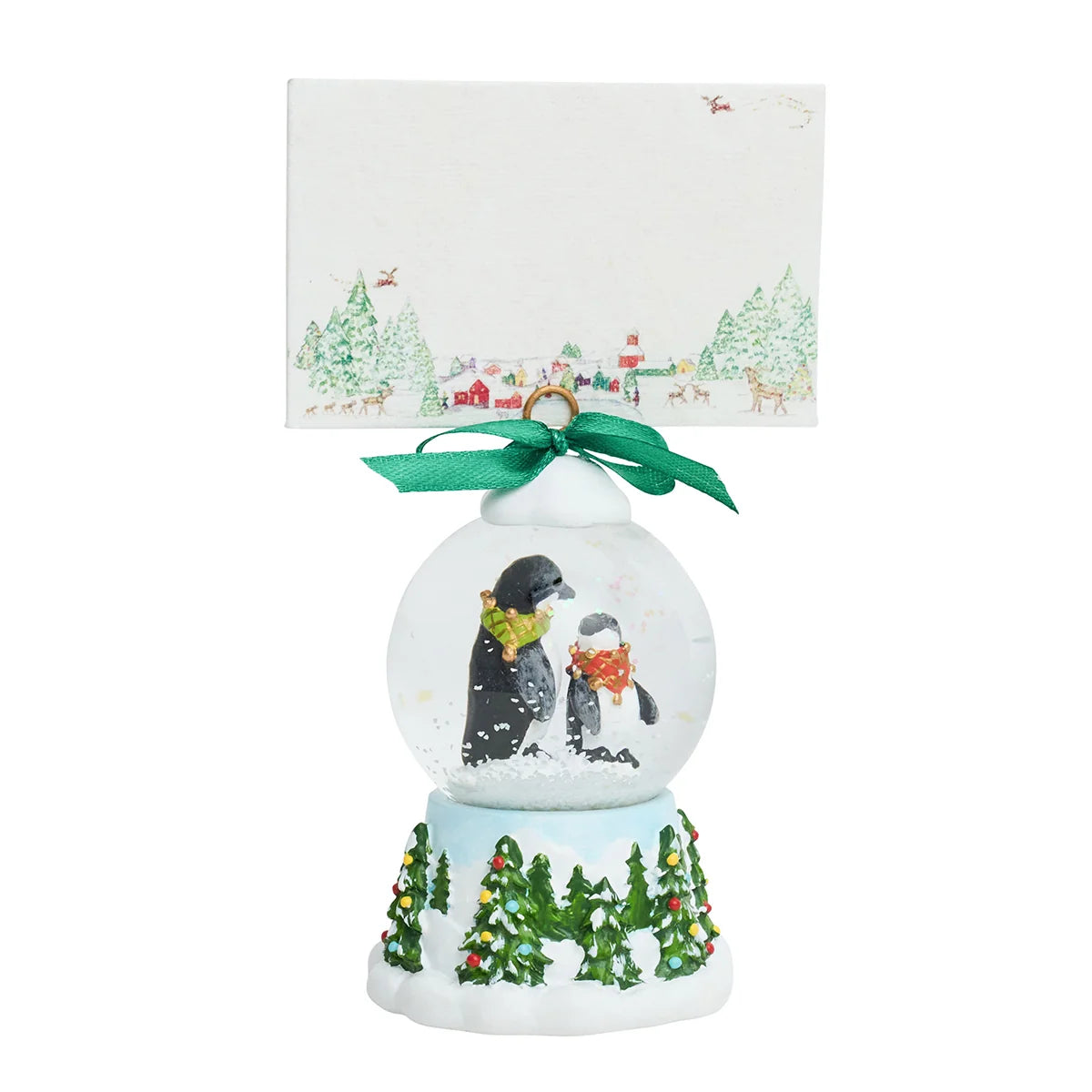 Berry & Thread North Pole Penguin Snow Globe Place Card Holder - Set of 2