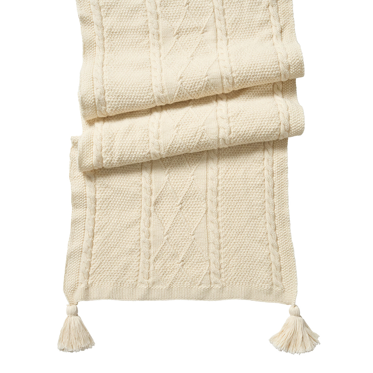Berry & Thread Cable Knit Table Runner - Ivory