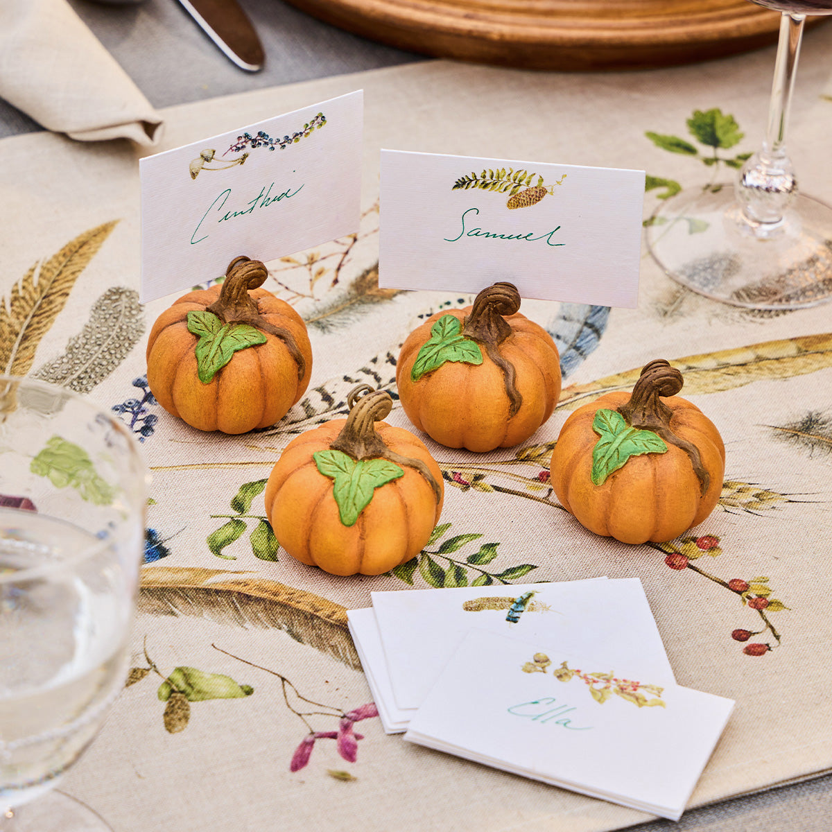 Forest Walk Pumpkin Place Card Holder - Set of 4