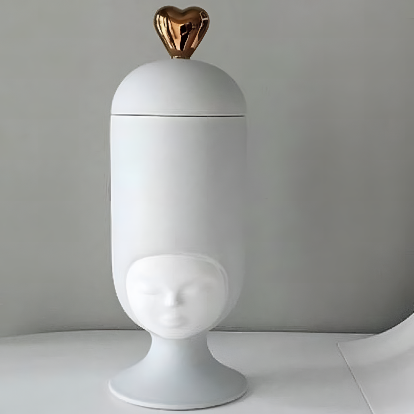 Sister Clara Vase in Satin White with a Glossy Gold Heart