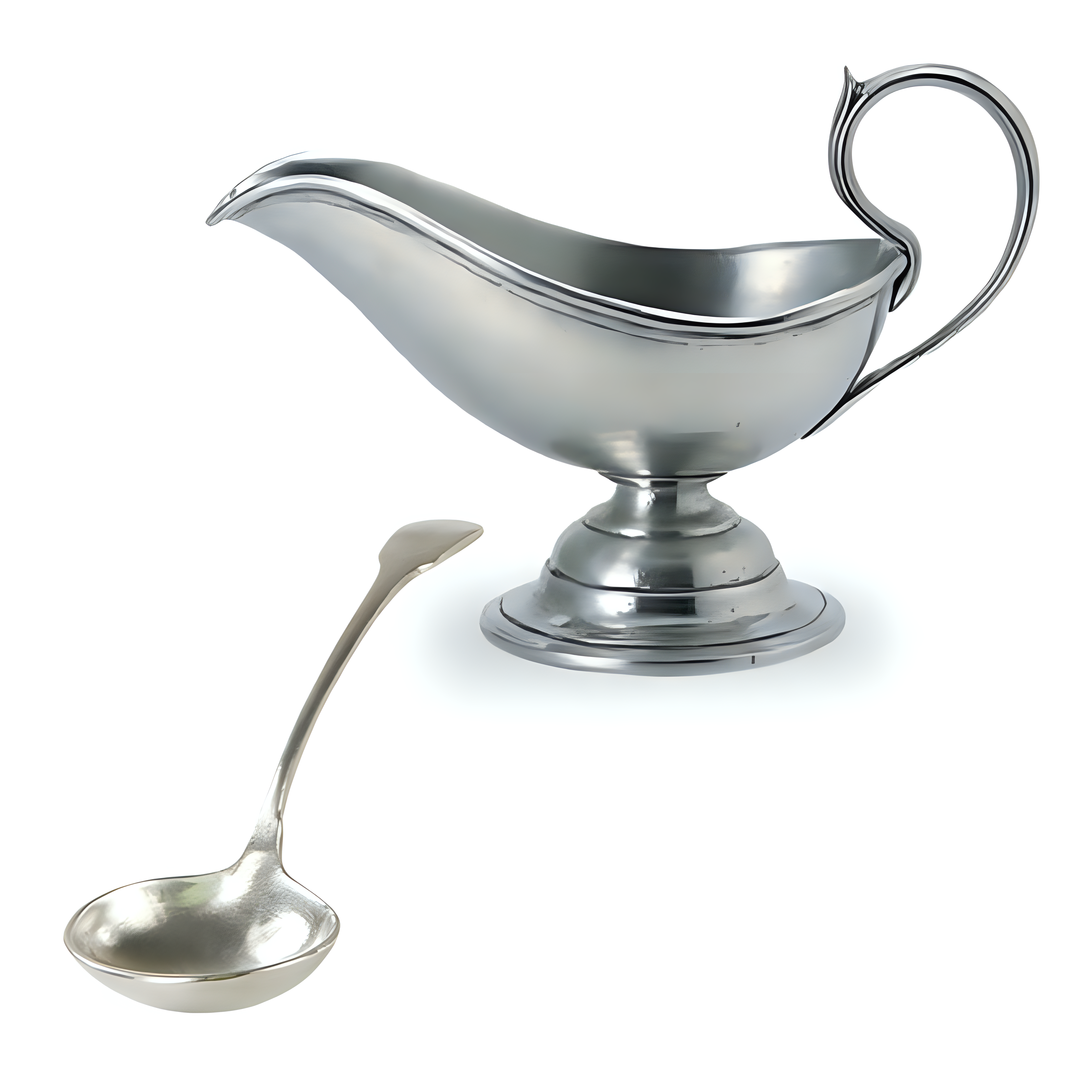 Pewter Gravy Boat & Spoon