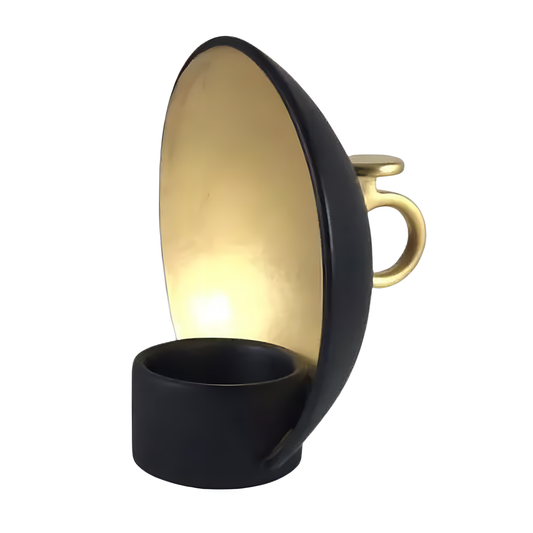 Lume Candle Holder with Matte Black Exterior Matte Gold Interior