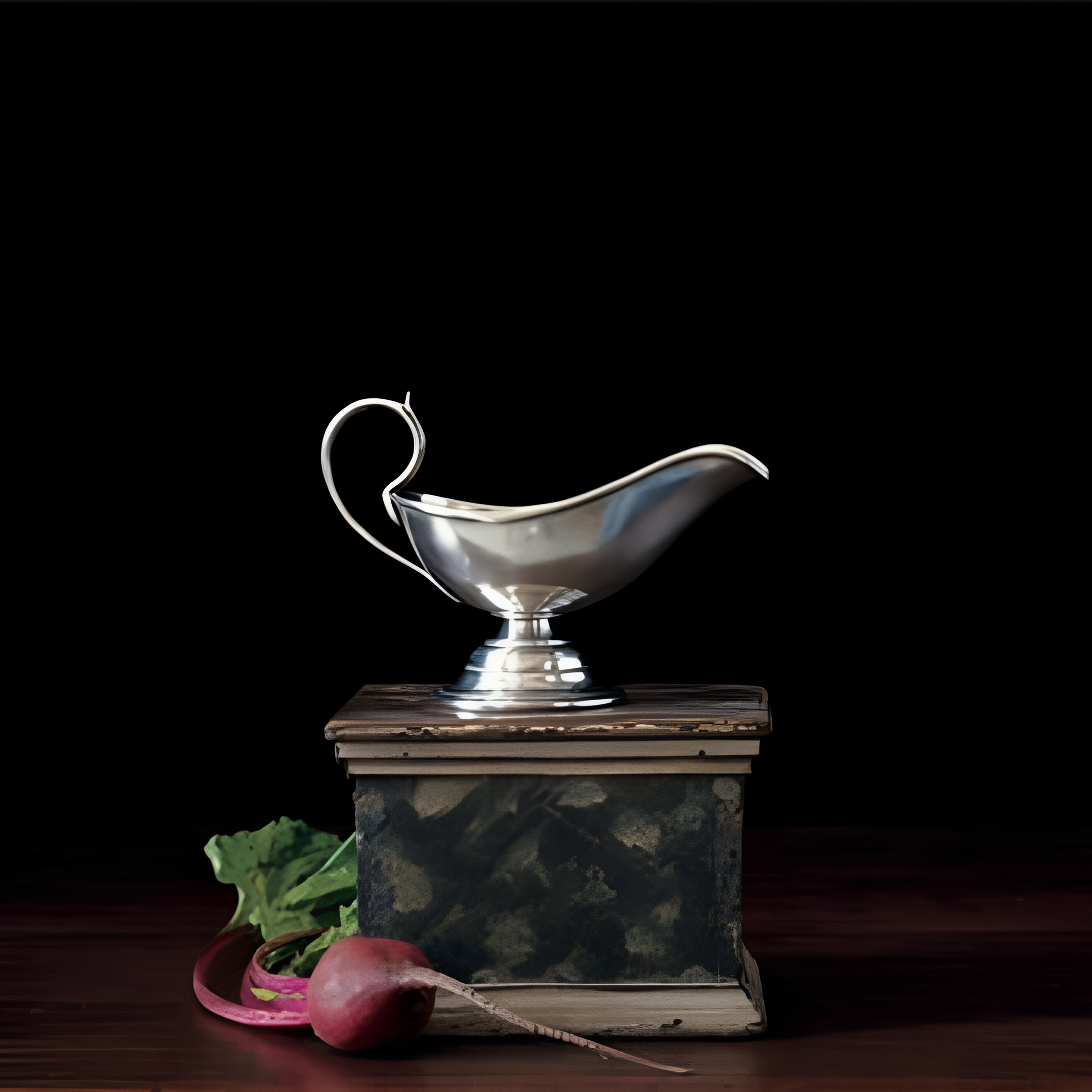 Pewter Gravy Boat & Spoon