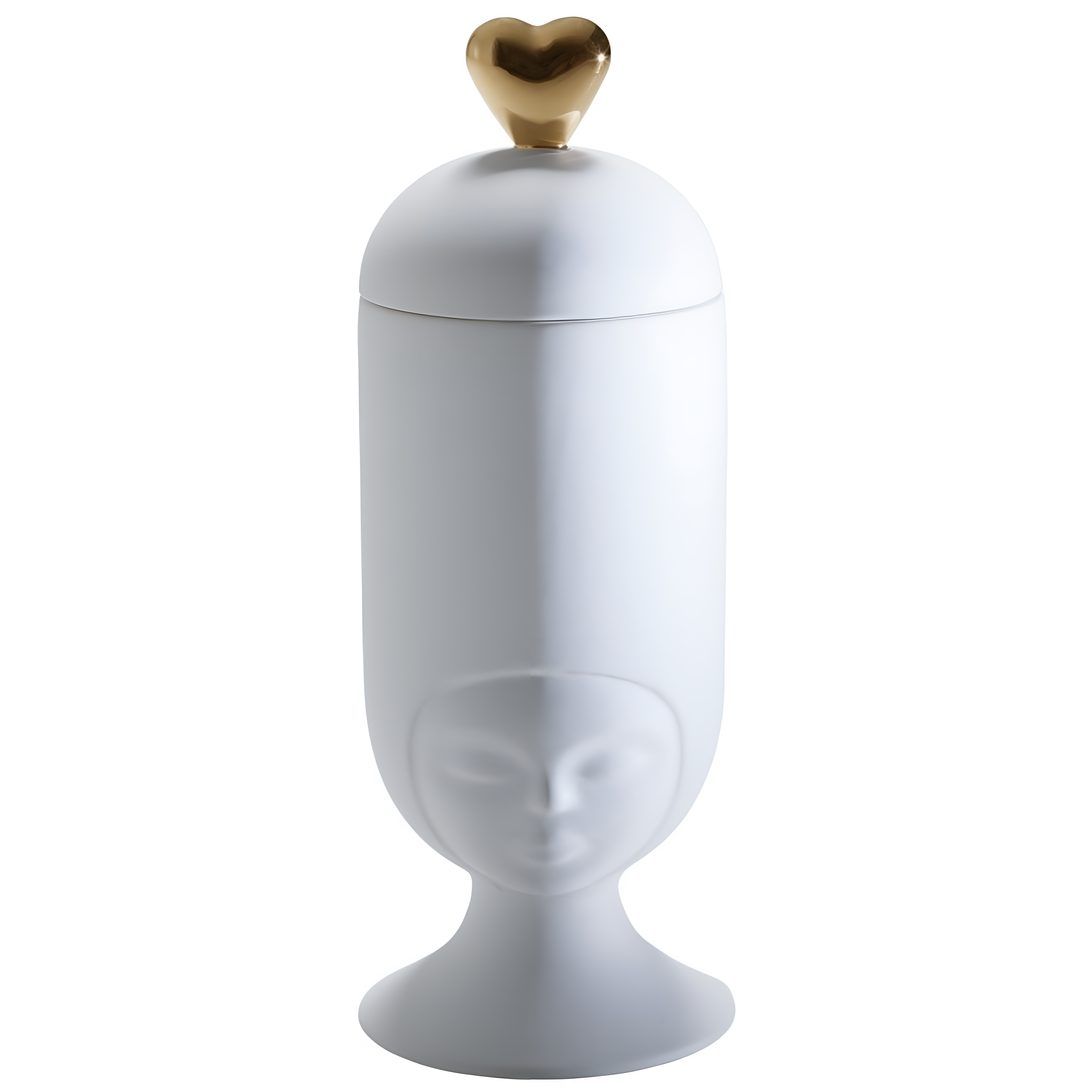 Sister Clara Vase in Satin White with a Glossy Gold Heart