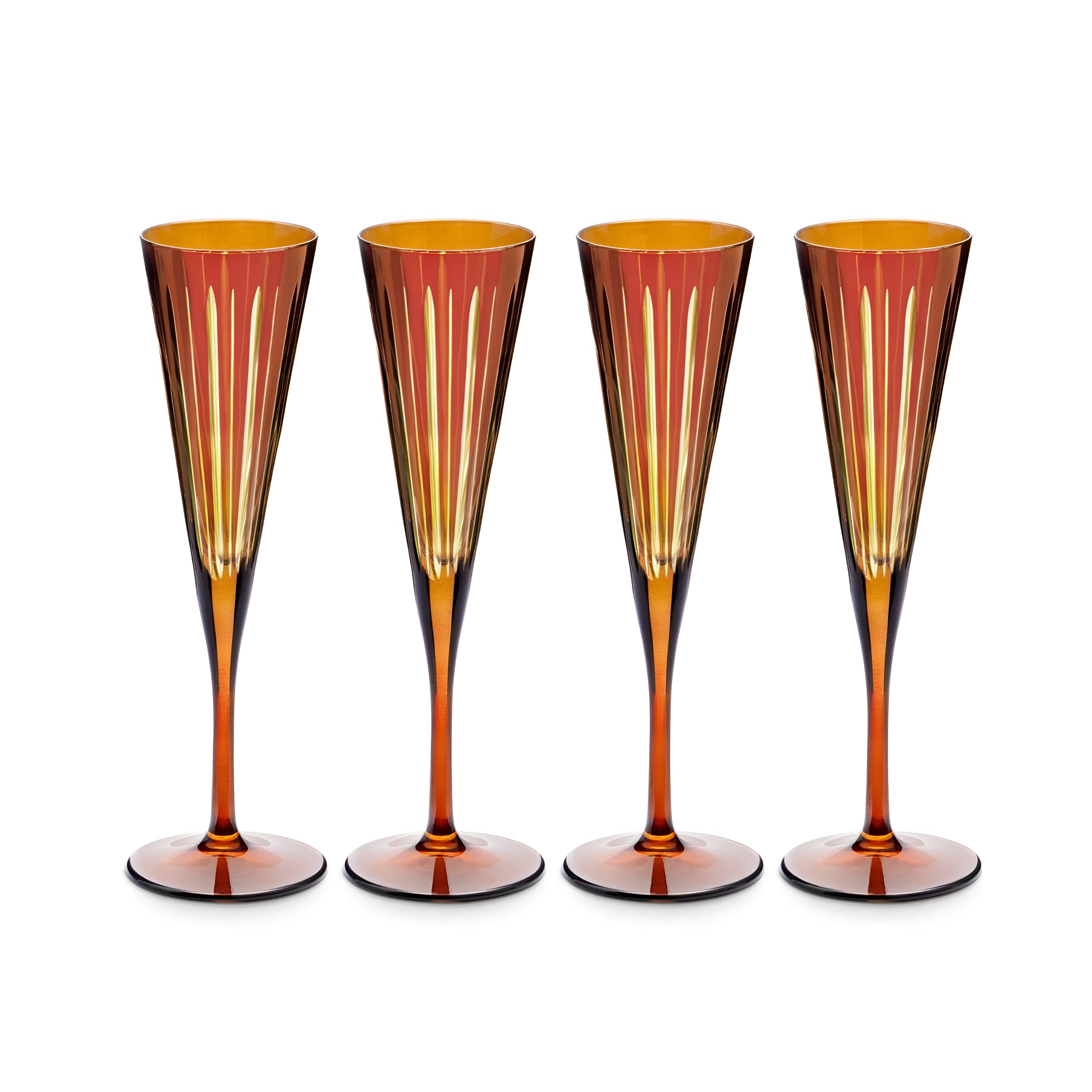 Prism Champagne Flutes Amber  - Set of 4
