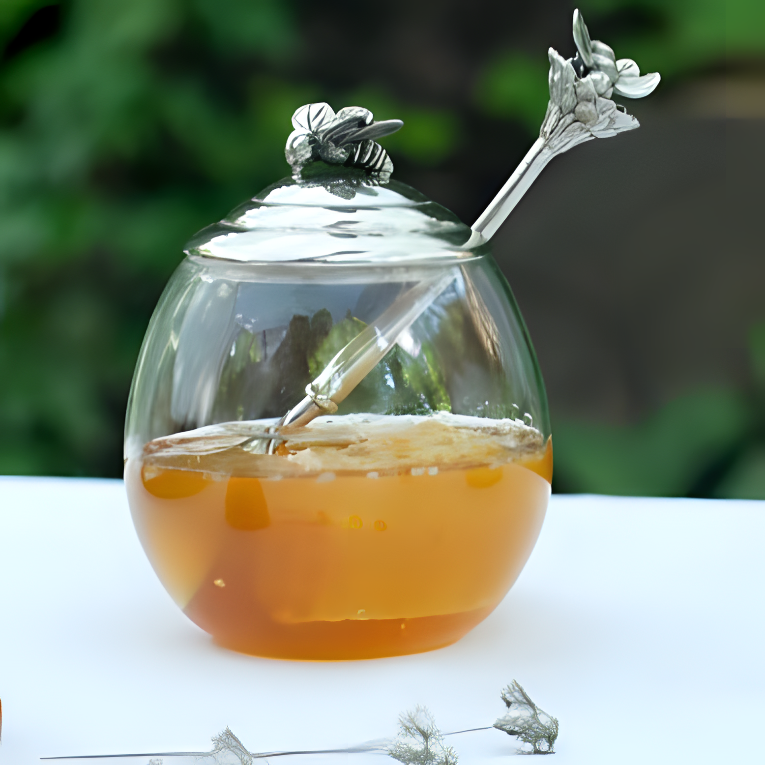 Bee Glass Honey Pot with Spoon