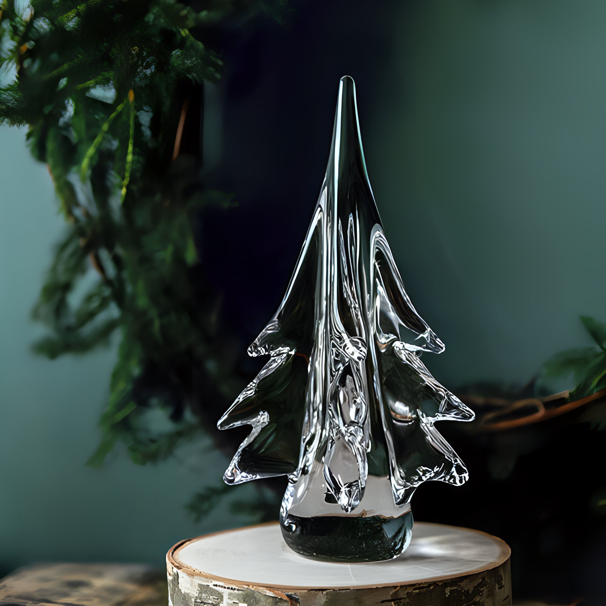 Spruce Evergreen Glass Tree in Gift Box