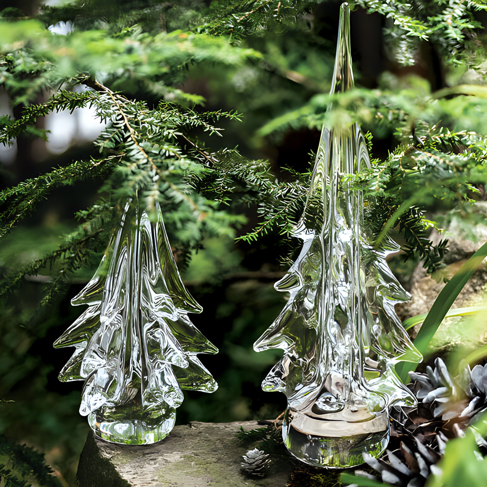 Spruce Evergreen Glass Tree in Gift Box