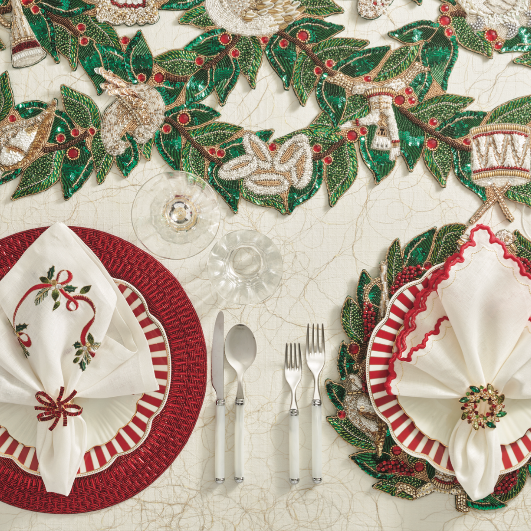 Christmas Carol Runner in Red, Green, & Gold