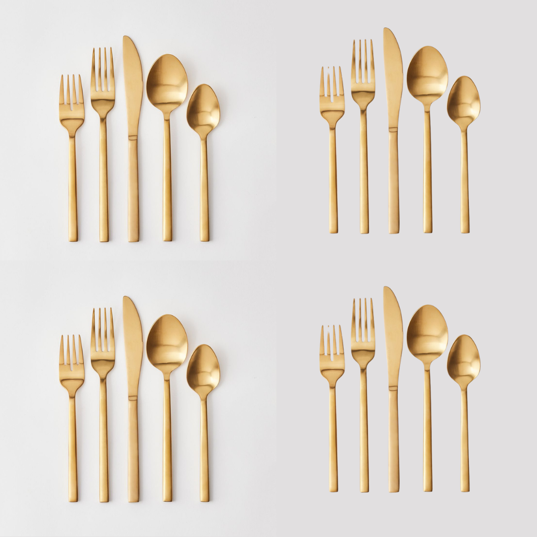 Arezzo Brushed Gold 20pc Flatware Set