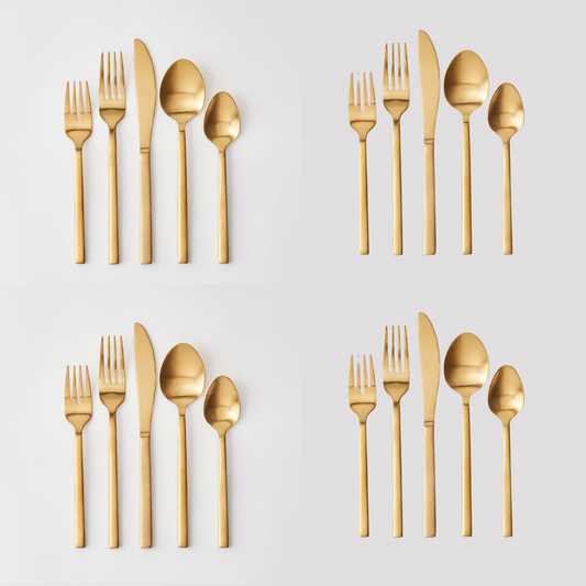 Arezzo Brushed Gold 20pc Flatware Set