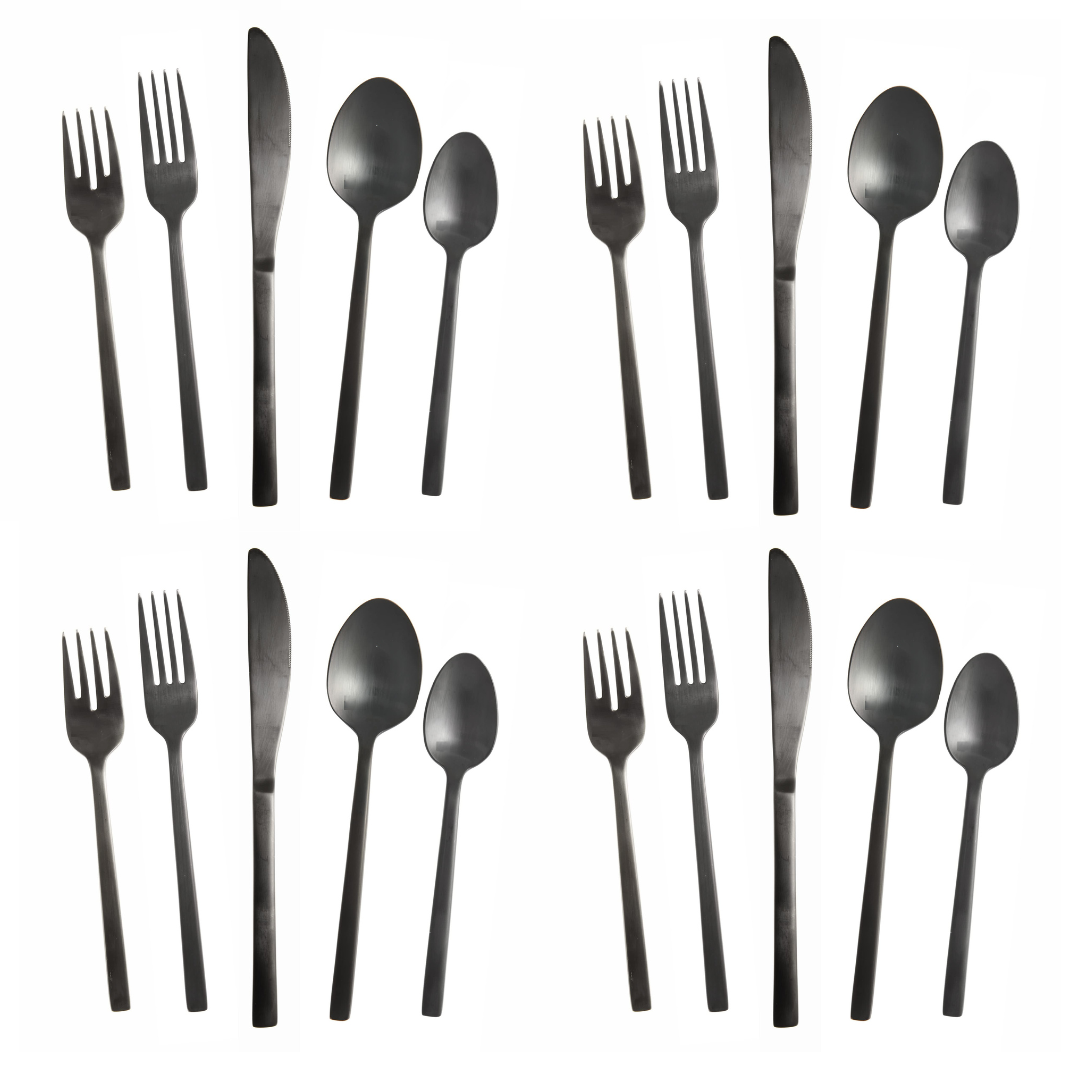 Arezzo Brushed Black 20pc Flatware Set