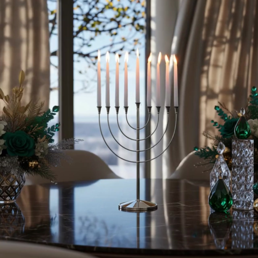 Judaique Silver-Plated Hanukkah Menorah