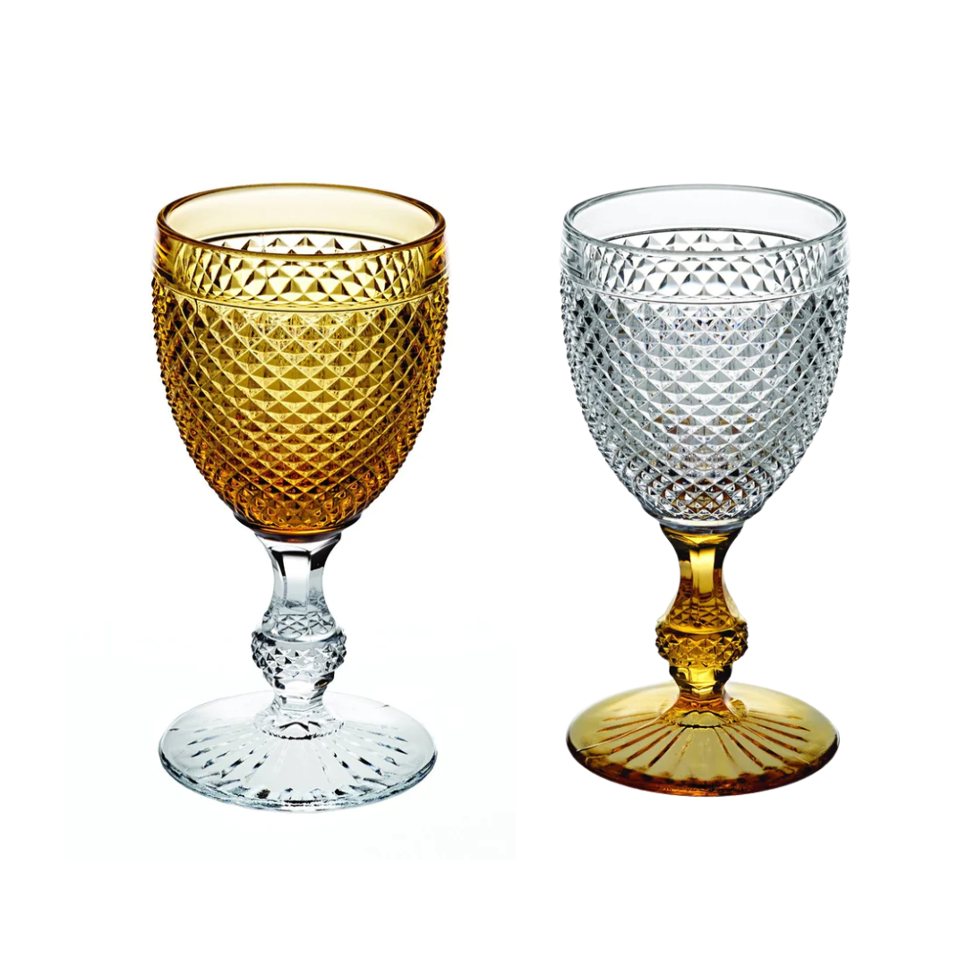 Bicolor Goblet With Colored Stem - Set of 2